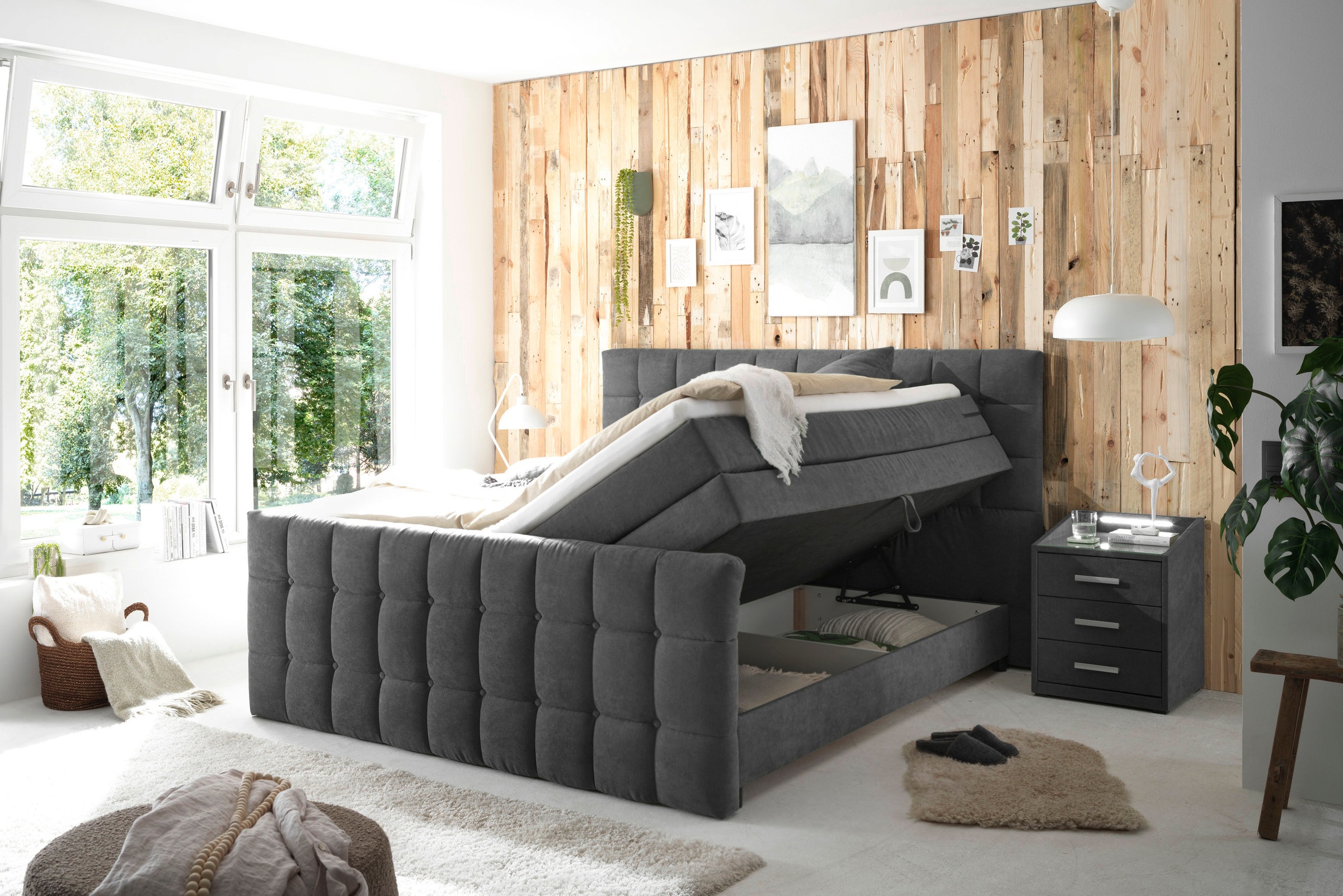 ED EXCITING DESIGN Boxspringbett »Mendoza«, inkl. Bettkasten, erhältlich in den Breiten 160cm & 180cm