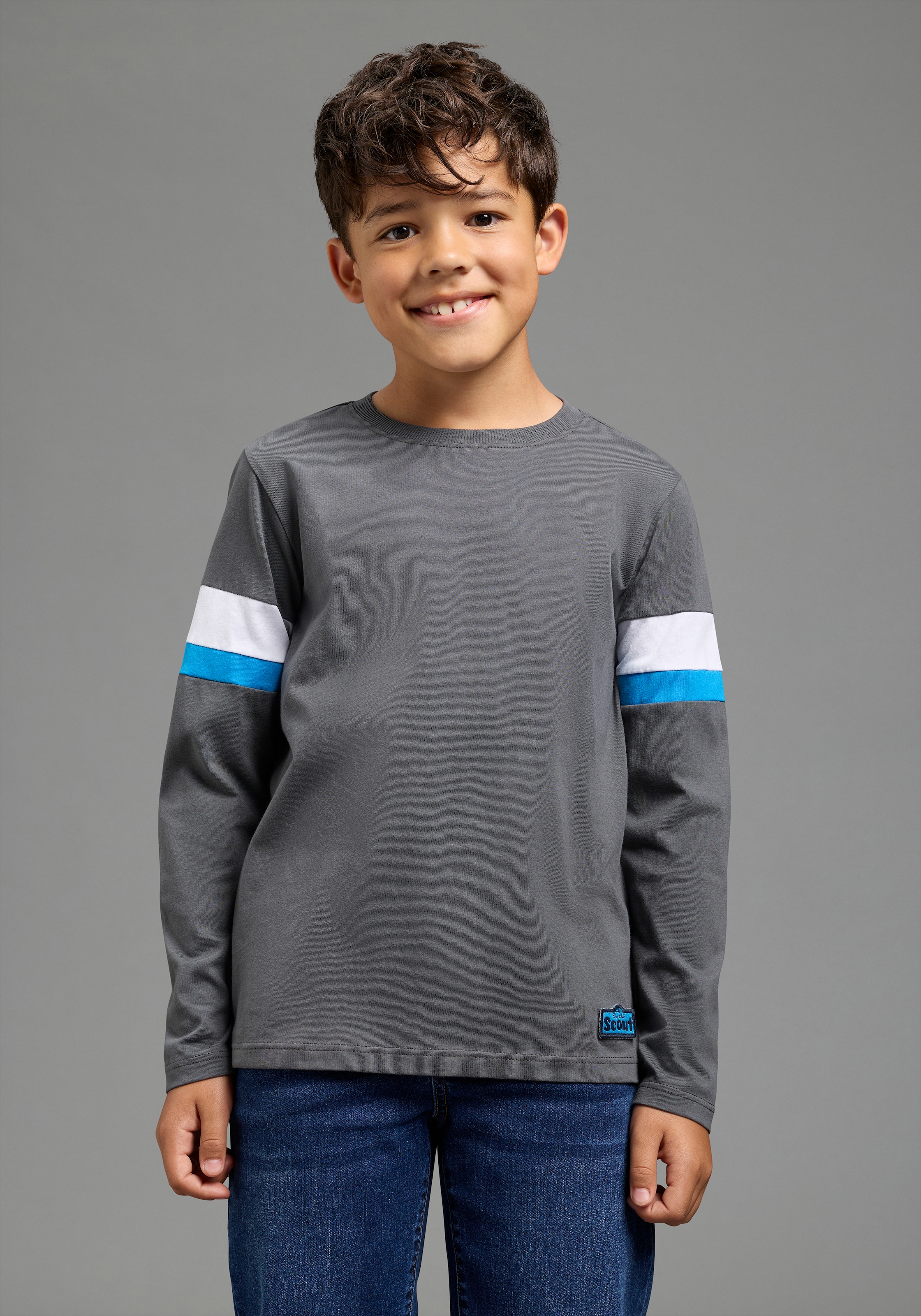 Scout Langarmshirt »3er Packung Shirt mit Kontrast-Einsätzen« Packung, 3,  Hüftlange Schnittform, Langarm, modischer Stil