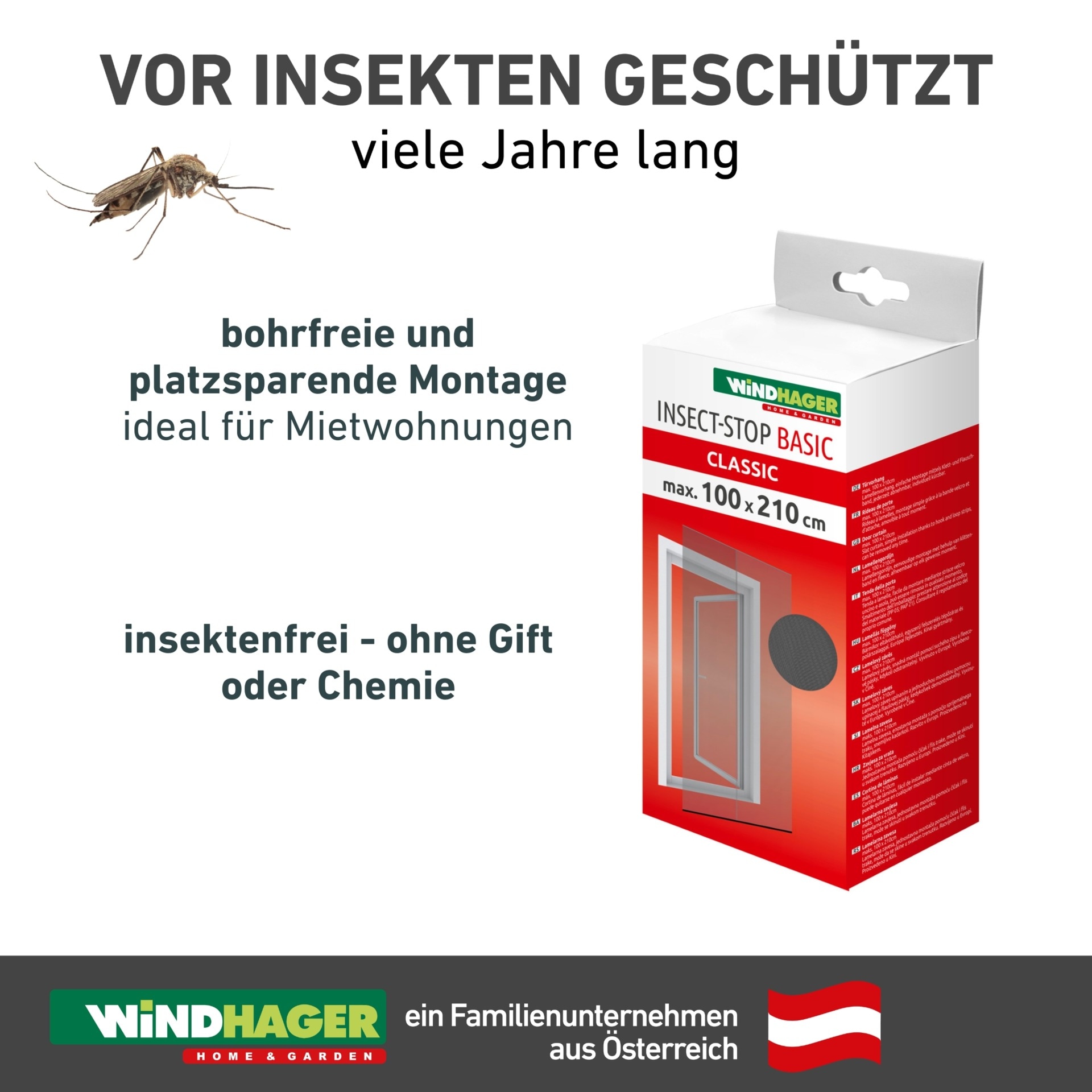 Windhager Insektenschutz-Vorhang »Basic aus UV-beständigem Polyestergewebe, Fliegengitter Tür Vorhang« Lamellenvorhang für Türen, 100 x 210 cm, anthrazit, ohne bohren