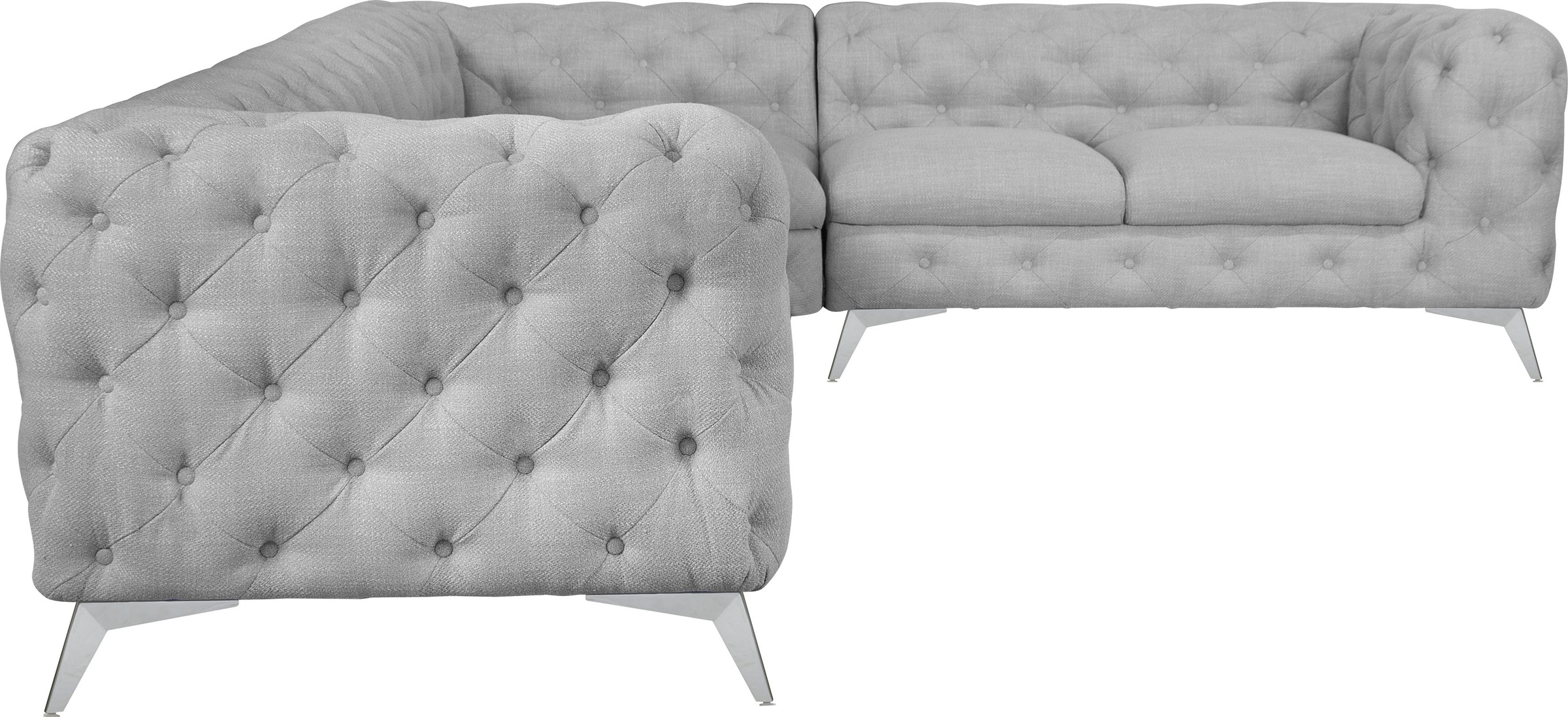 Home affaire Chesterfield-Sofa »Ecksofa GLYNIS L-Form mit Wellenunterfederung, Maße B/T/H 323/264/75cm« aufwändige Knopfheftung, moderne Chesterfield Optik, Fußfarbe wählbar