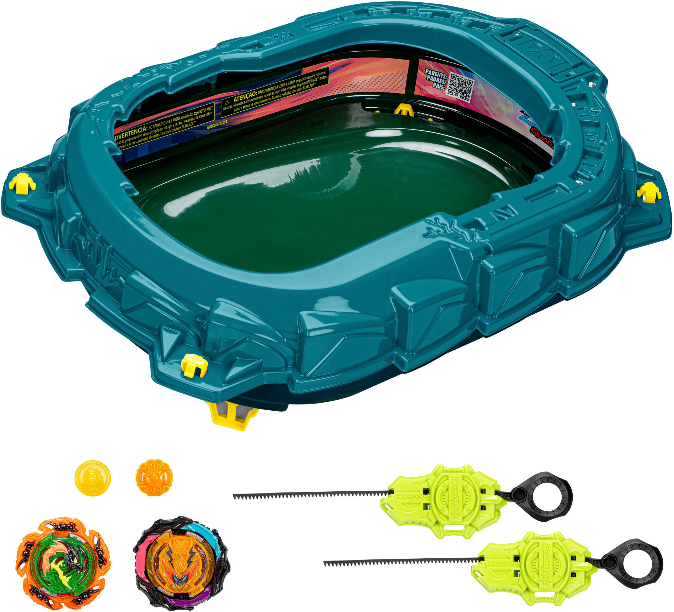Hasbro Speed-Kreisel »Beyblade Burst QuadStrike Light Ignite Battle Set«, Arena mit 2 Startern und 2 rechtsdrehende Kreiseln