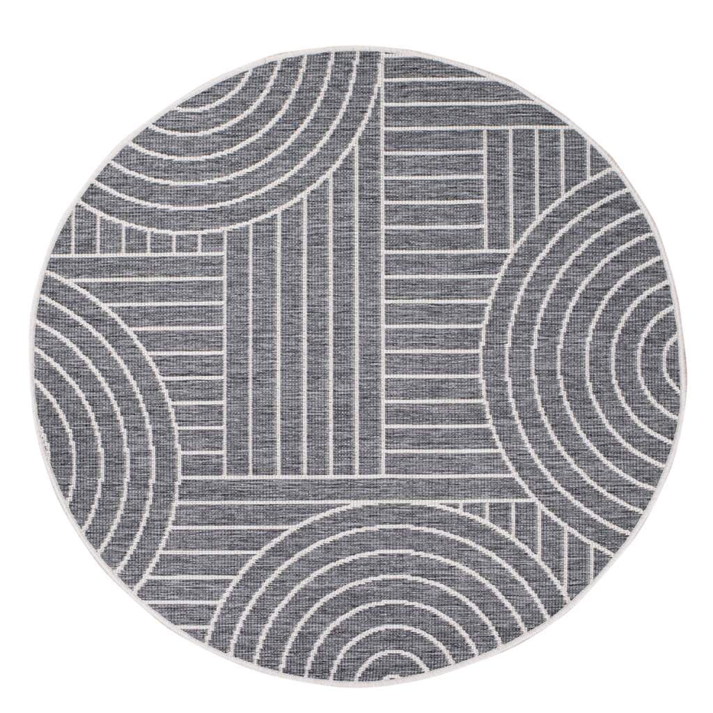 Carpet City Outdoorteppich »DUO RUG 5842«, rund, 5 mm Höhe, Wendeteppich Wetterfest In- & Outdoor, Balkon, Terrasse, Wohnzimmer