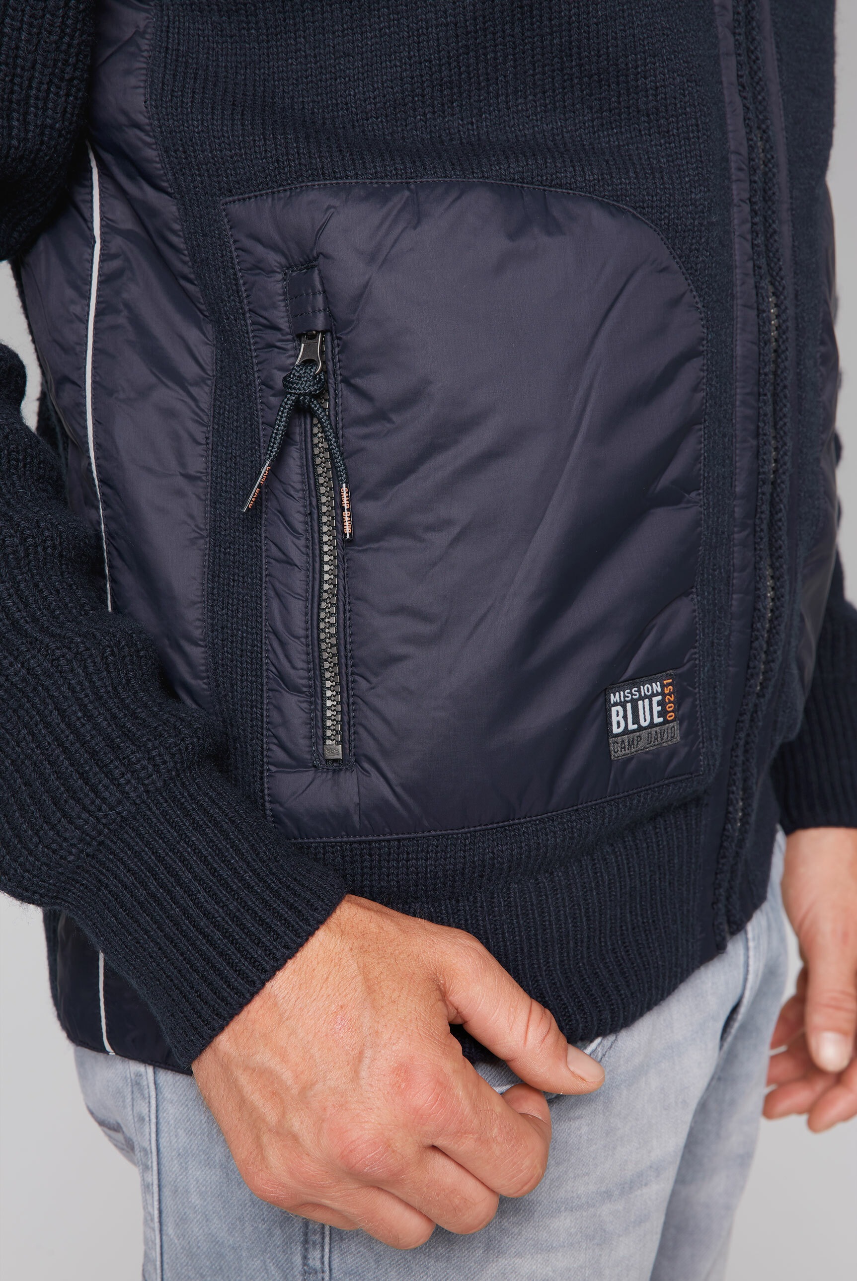 CAMP DAVID Kapuzenstrickjacke, mit abnehmbarer Kapuze