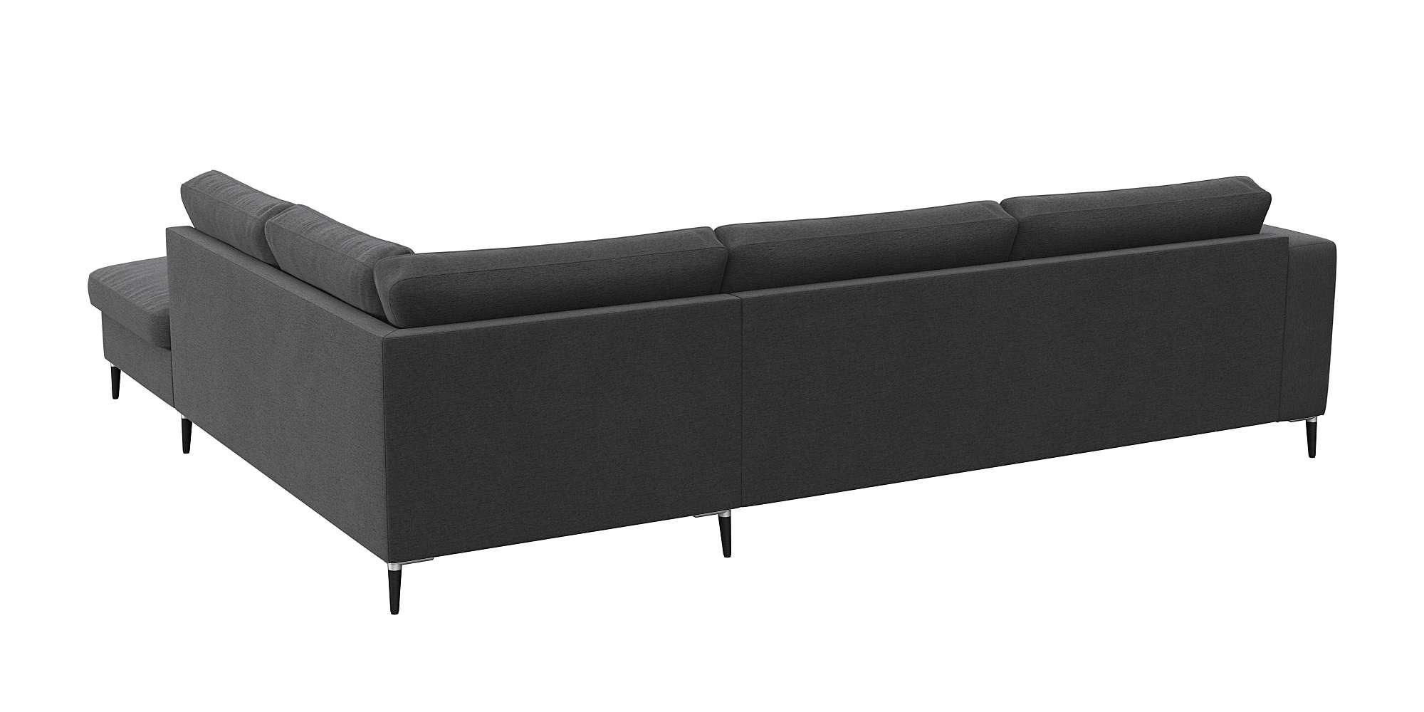 FLEXLUX Ecksofa »Fiore, super Sitzkomfort durch Kaltschaum im Sitz, L-Form« breite Armlehnen, Füße Alu+schwarz