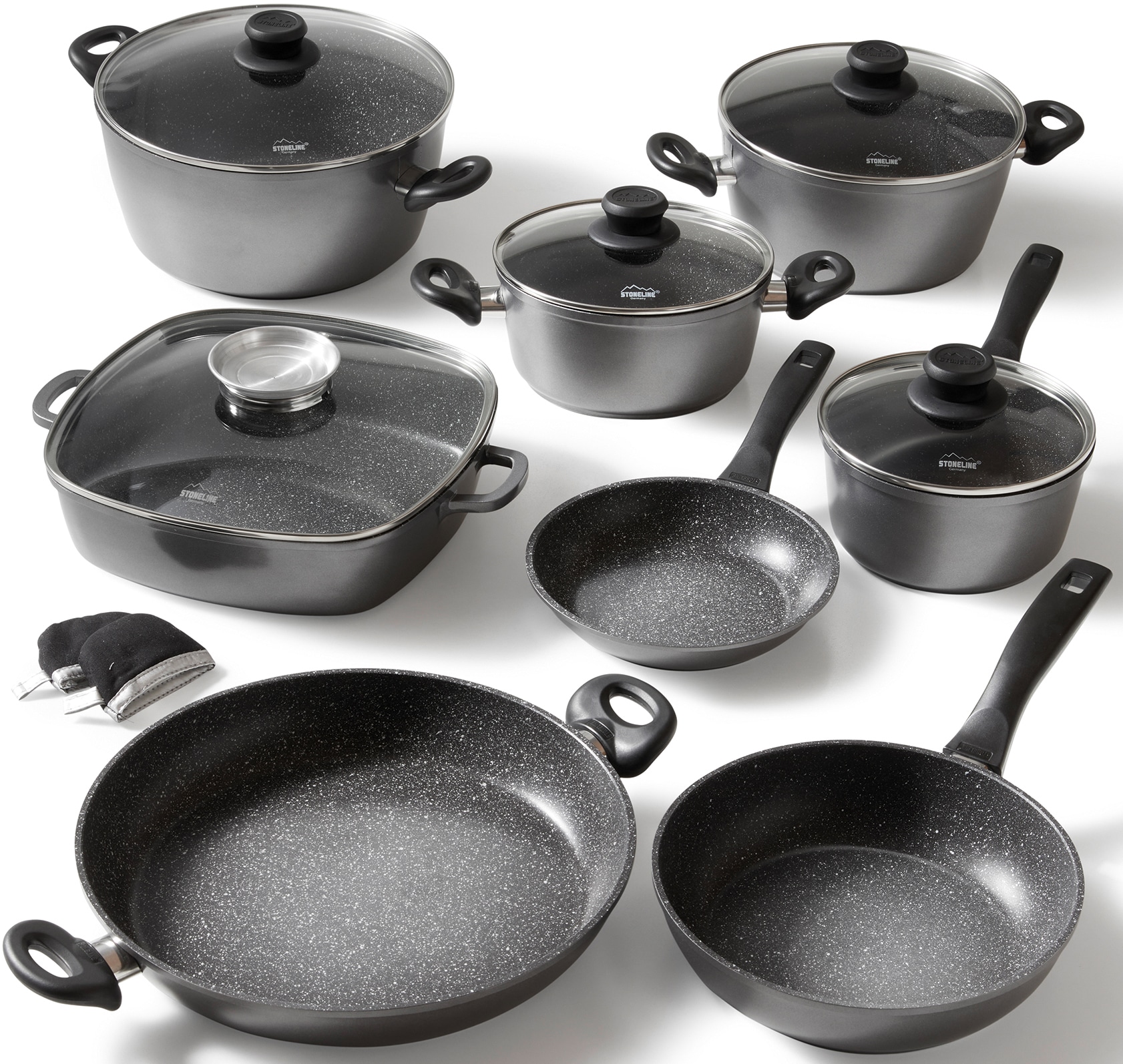 STONELINE Topf-Set Set, Bratentopf 24/28, Kochtopf 20, Kasserolle 18, Pfann günstig online kaufen