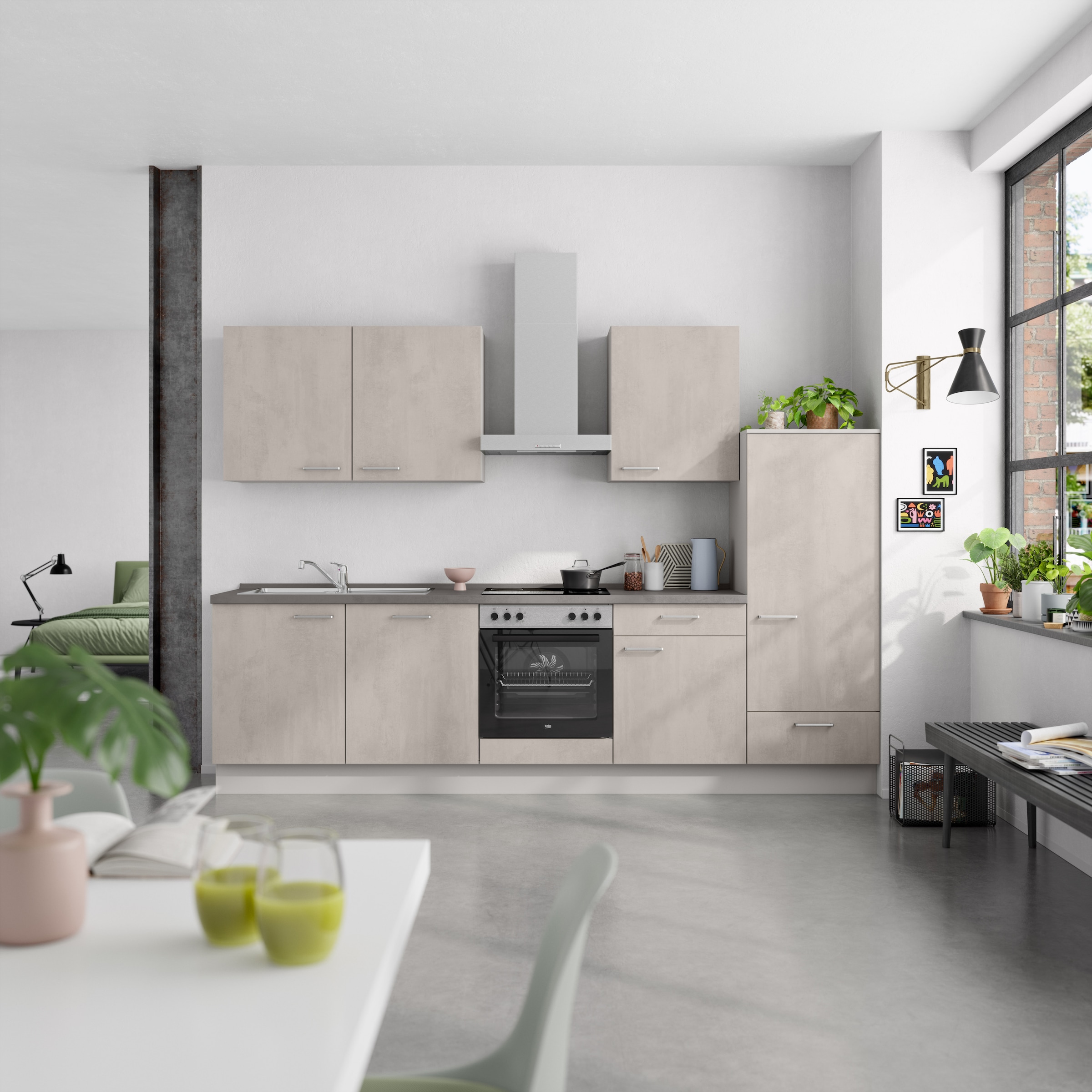 nobilia® Küchenzeile »"Riva I"«, vormontiert, Ausrichtung wählbar, Breite 300 cm, wahlw. mit E-Geräten