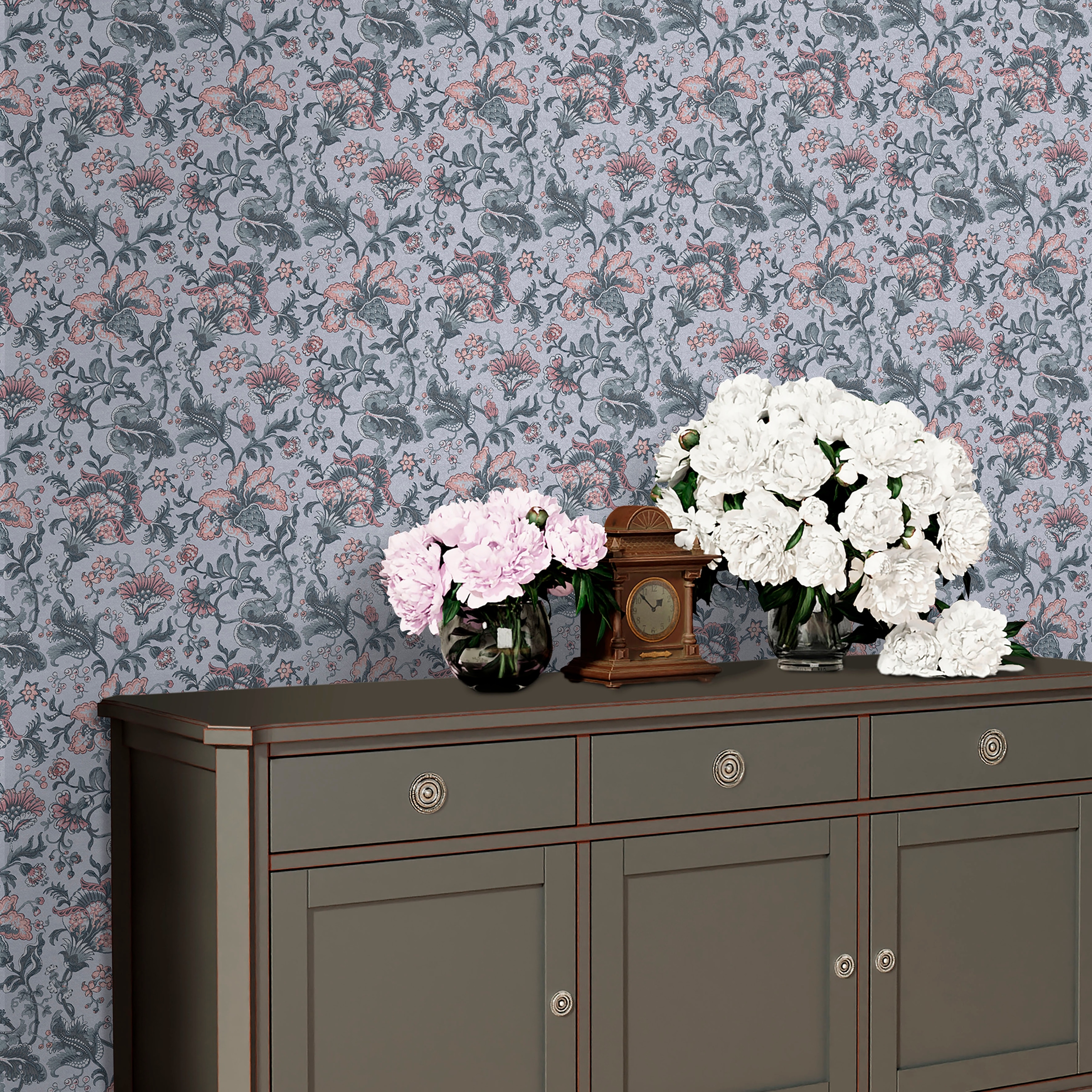 LAURA ASHLEY Vliestapete »Laura Ashley Portia Pale Slate Vliestapete«, geblümt, Laura Ashley Portia Pale Slate Vliestapete