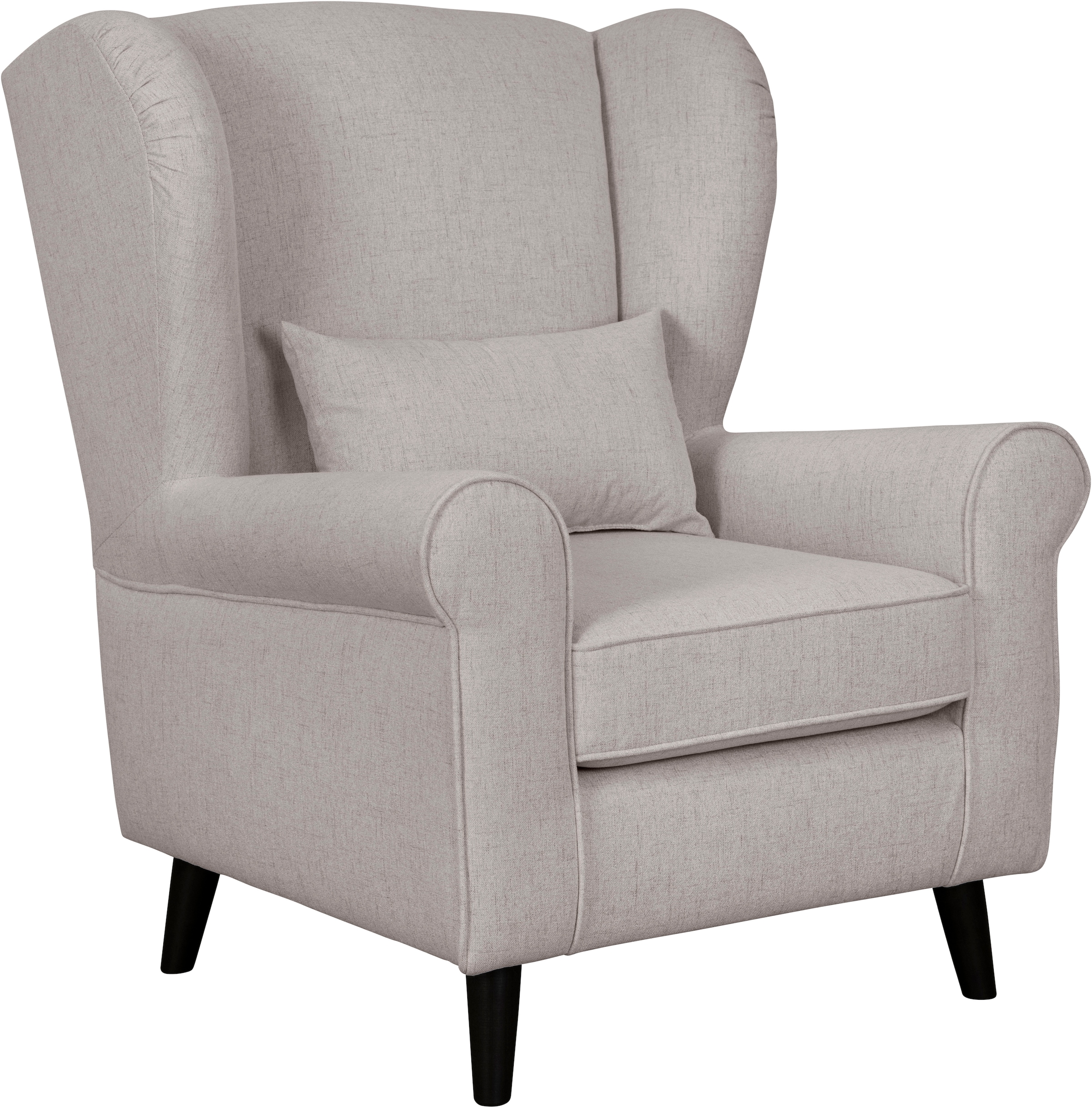 Home affaire Sessel »Ohrensessel CHISTELLE, wahlweise mit Polsterhocker«, mit Wellenunterfederung, Maße: B/T/H: 81/87/99 cm