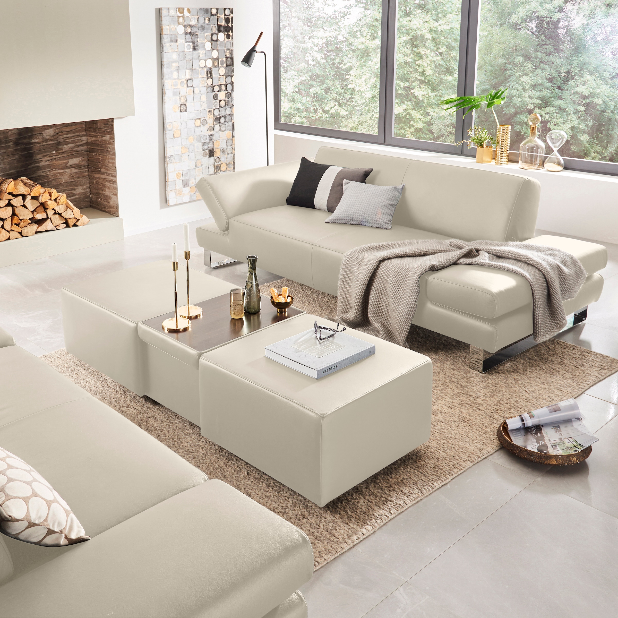 W.SCHILLIG 3-Sitzer »taboo Designsofa mit hohem Sitzkomfort«, mit Normaltiefe, inklusive Armlehnenverstellung, mit Kontrastnaht