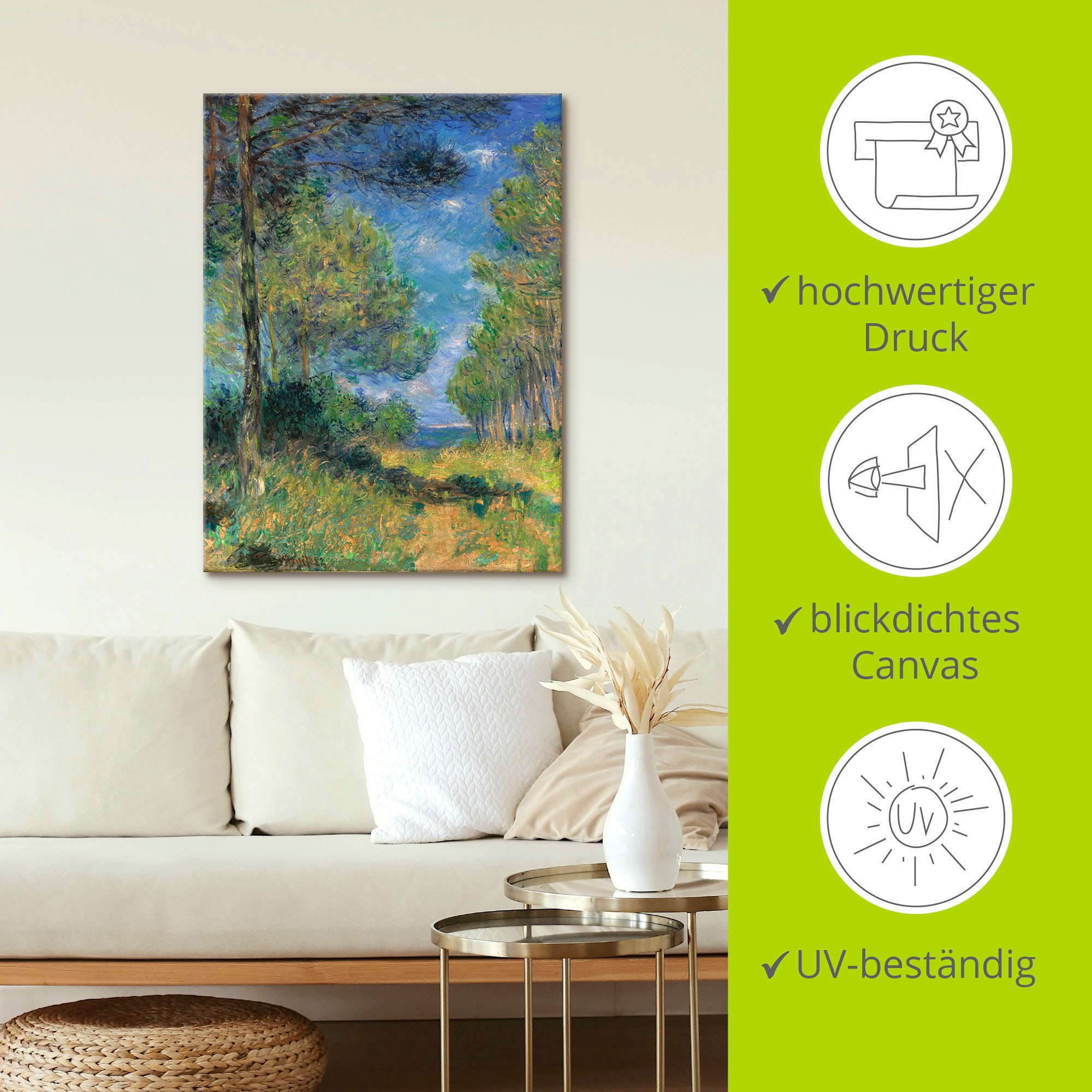 Artland Leinwandbild »Nadelbäume in Varengeville. 1882« Wiesen & Bäume 1 Stk. tlg. auf Holzrahmen gespannt