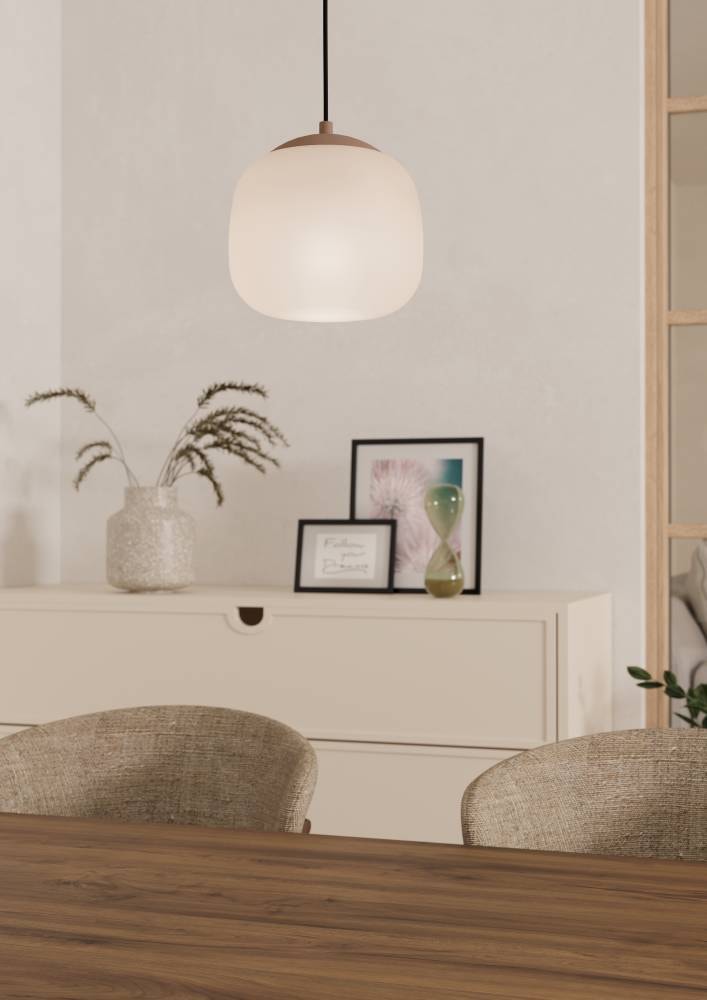 EGLO Hängeleuchte »COMINIO«, 1 flammig, Leuchtmittel E27 | ohne Leuchtmittel, Pendellampe, satiniertem Glas, Metall in Taupe, E27 Fassung, Ø 18,5 cm