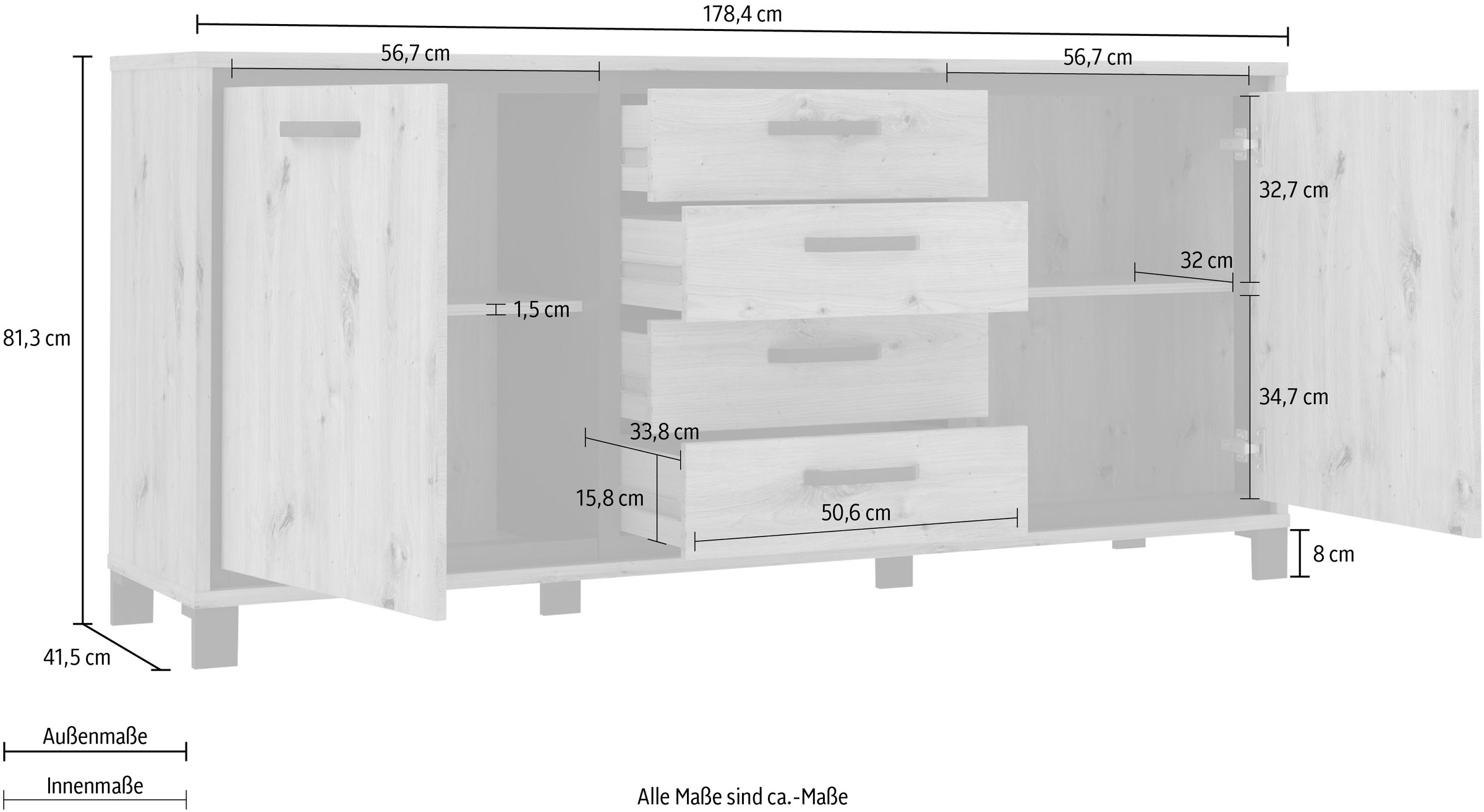 FORTE Sideboard »Trondheim«, Breite 178 cm