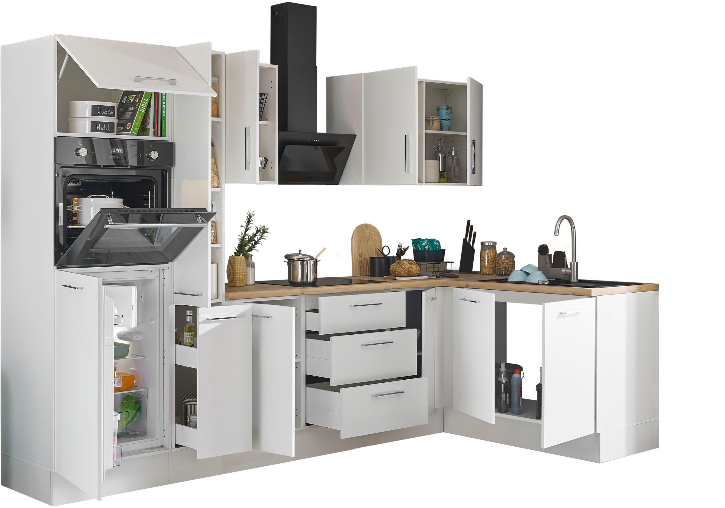 BASIC by Balculina Winkelküche »Turin«, Stellbreite 300x175 cm, wahlweise mit E-Geräten