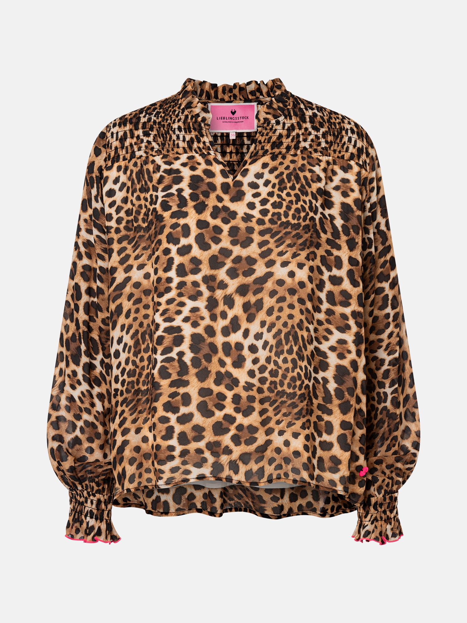 Lieblingsstück Langarmbluse »MimiL« mit Allover-Print, gesmokte Details
