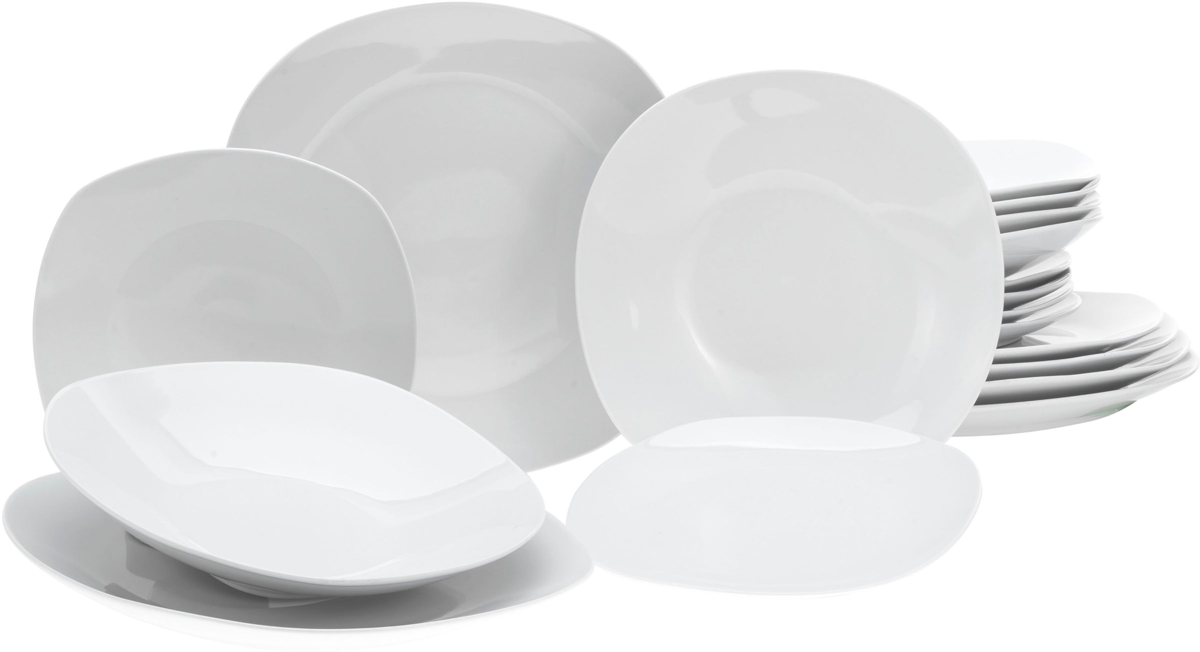 CreaTable Teller-Set »Square Weiss« quadratische Form mit abgerundeten Ecke günstig online kaufen