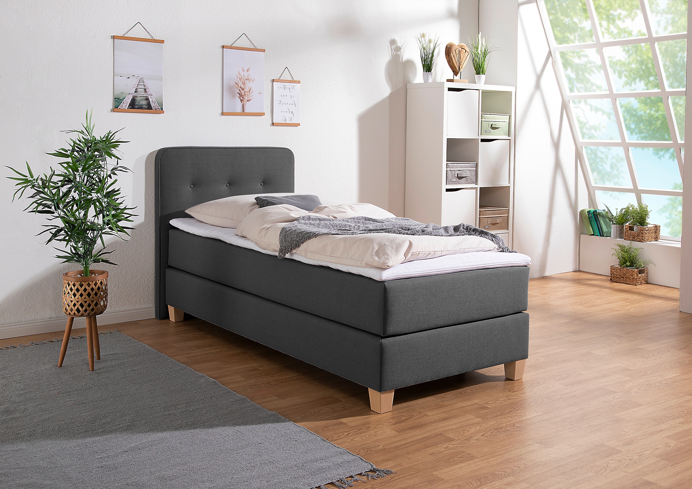 Home affaire Boxspringbett "Fargo" inkl. Topper, in 3 Matratzenarten, in Sa günstig online kaufen