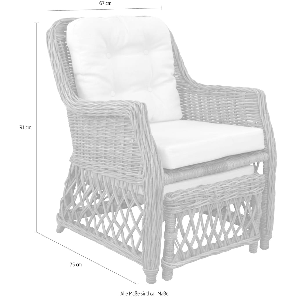 Home affaire Rattanstuhl, Handarbeit, Maße (B/T/H): (67/75/91)