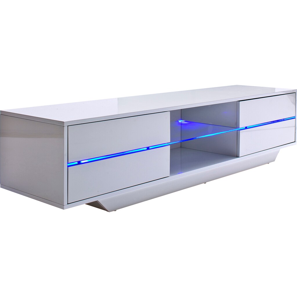 MCA furniture Lowboard »Blues«, mit LED Beleuchtung weiß hochglanz