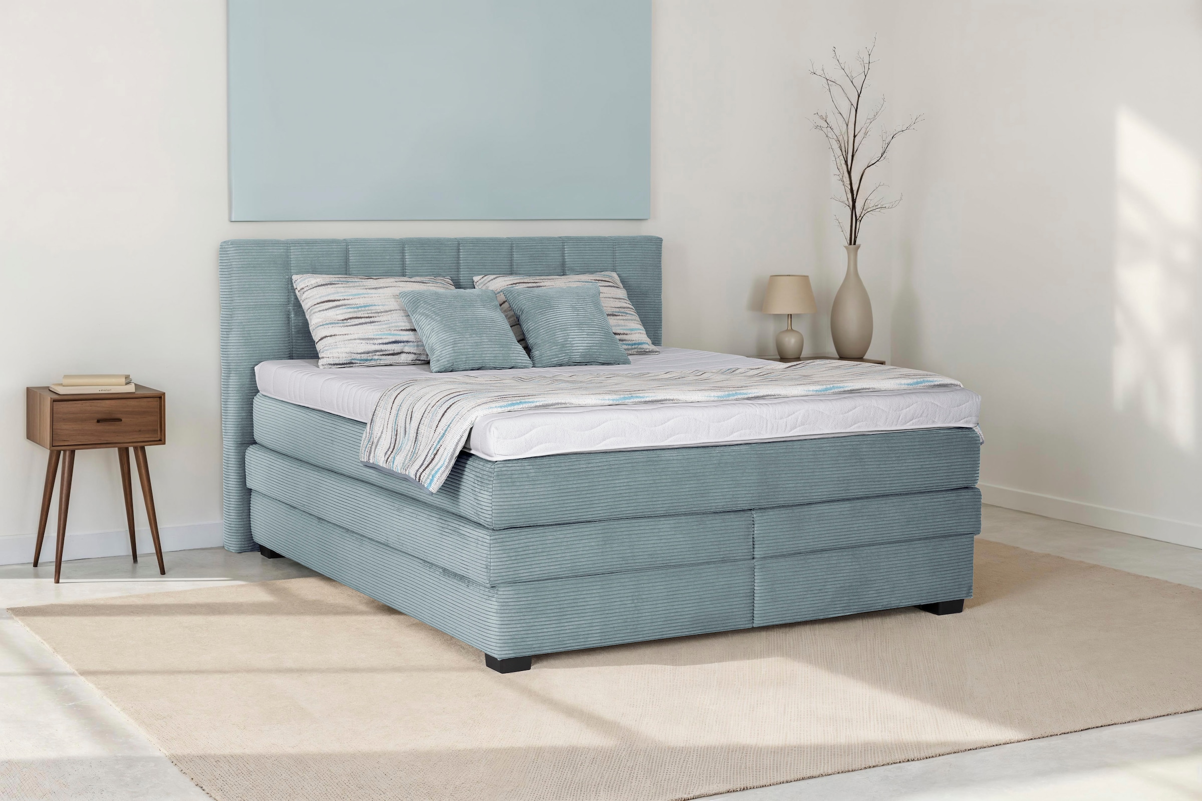 Die PlanBar Boxspringbett »OC-ON21088« inkl. Matratzen u. Bonellfederkern Unterbau, Stauraum, 160/180x200cm