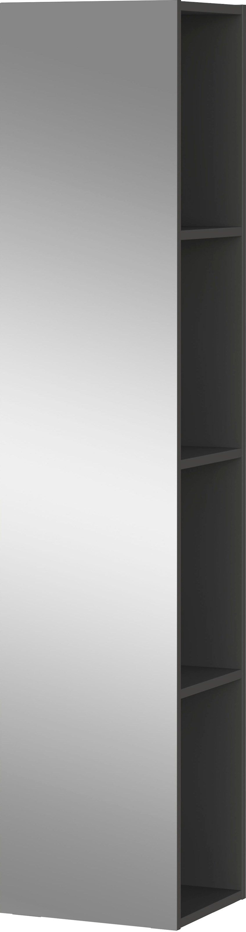 GERMANIA Badregal Regal mit verspiegelter Front und festen Einlegeböden, 4 Fächer Graphit