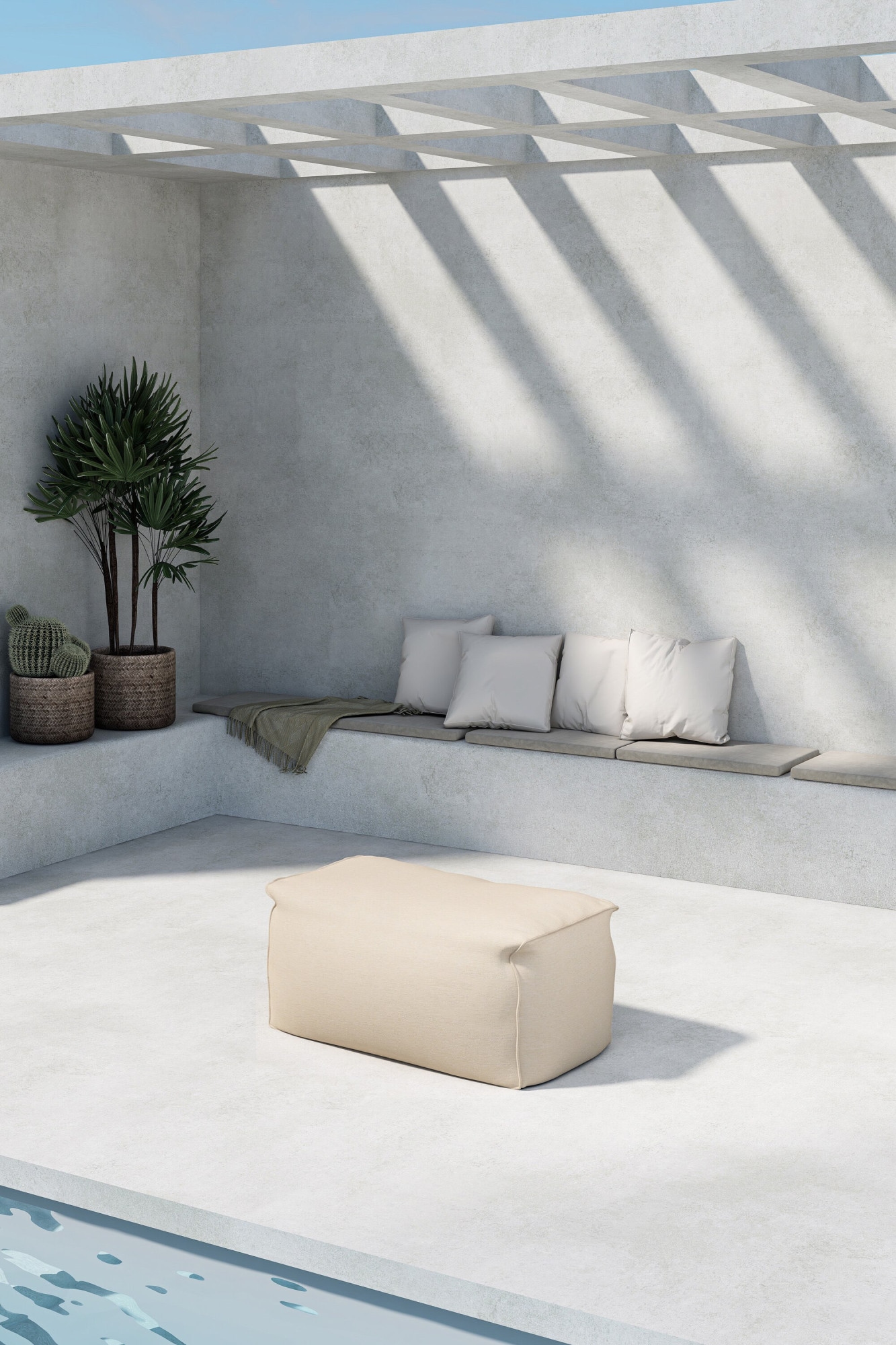 Venture Home Gartenlounge-Hocker »Redang, Outdoor-Hocker 75 × 40 × 33 cm in Beige, belastbar bis 150 kg« Loungehocker, Olefin-Bezug, Polystyrol-Füllung, kompakt, vielseitig