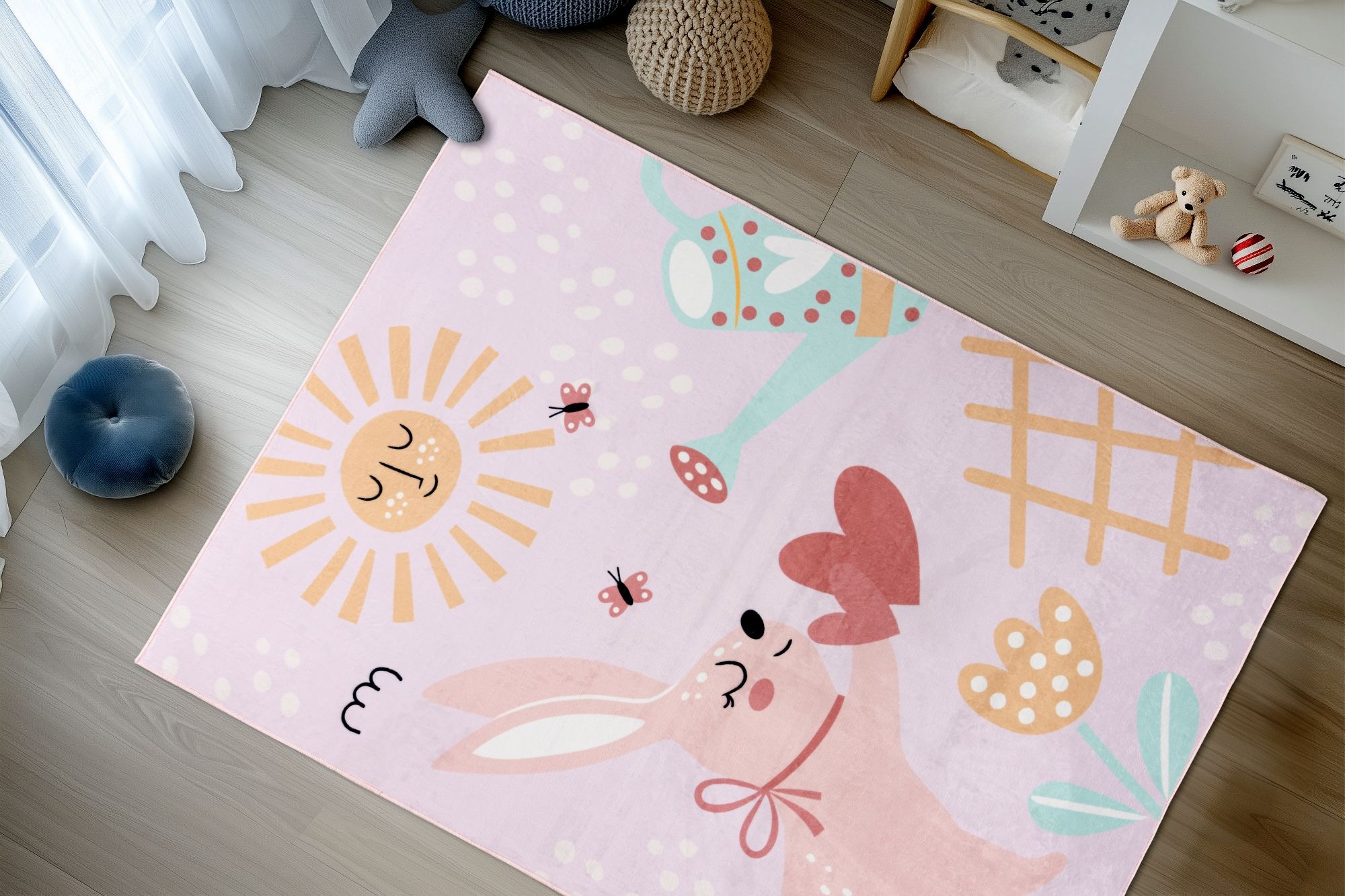 Obsession Kinderteppich »Magic Kids ML 106«, rechteckig, 8 mm Höhe, niedliches Hasen Motiv, waschbar, Kinderzimmer