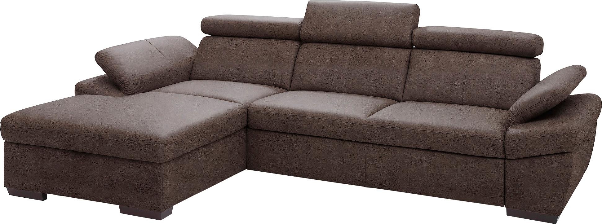 exxpo - sofa fashion Ecksofa »Salerno, klassisch modernes Funktionssofa, hoher Sitzkomfort, L-Form«, inkl. Kopf- und Armteilverstellung, wahlweise mit Bettfunktion