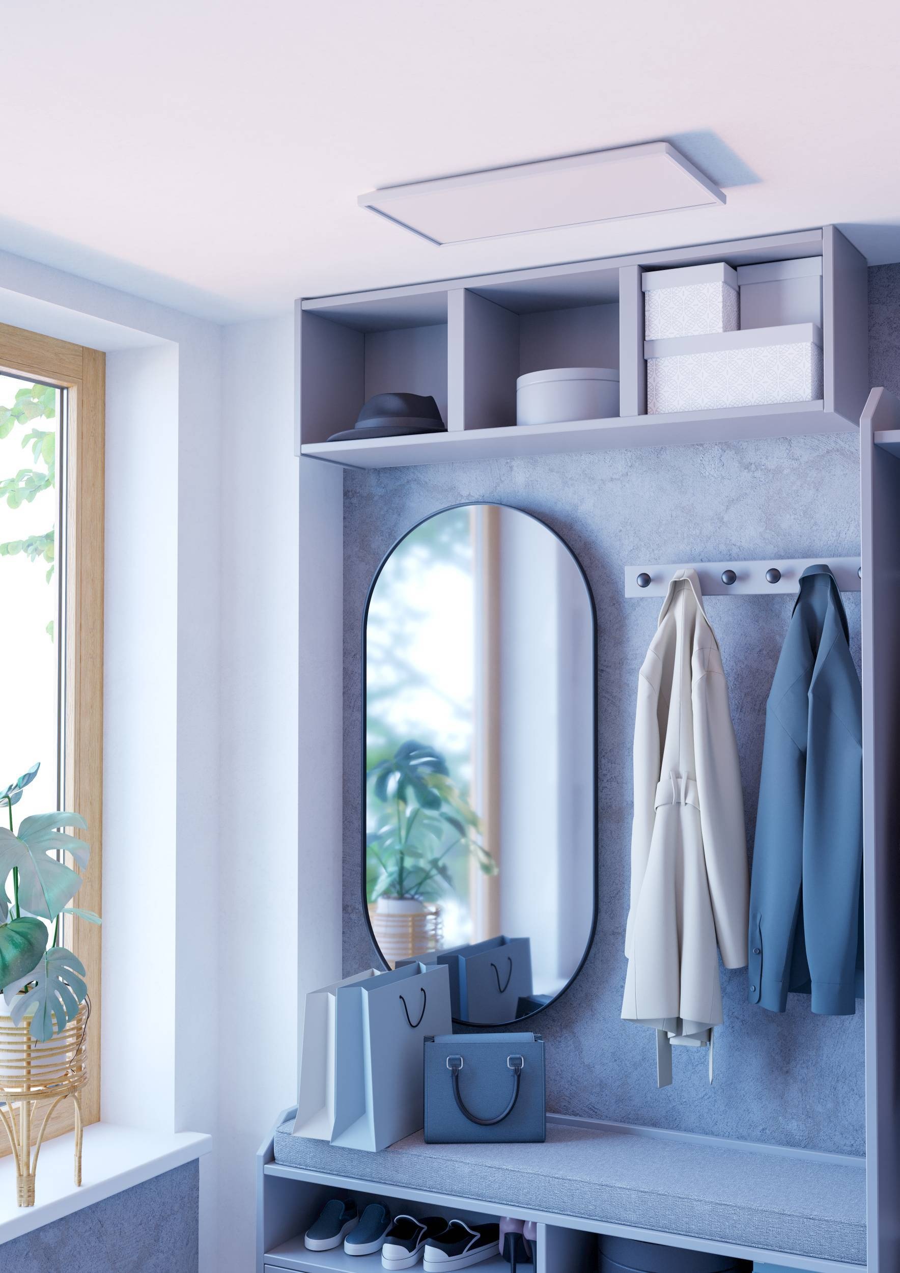 EGLO Deckenleuchte »Rovito-Z Deckenlampe, ZigBee 3.0, Kunststoff, Badezimmerlampe, IP44« LED-Modul 1 Stk. Kaltweiß | RGB Wand-/Deckenleuchte - L57 x B30 x H3 cm - weiß - 17,2W inkl.