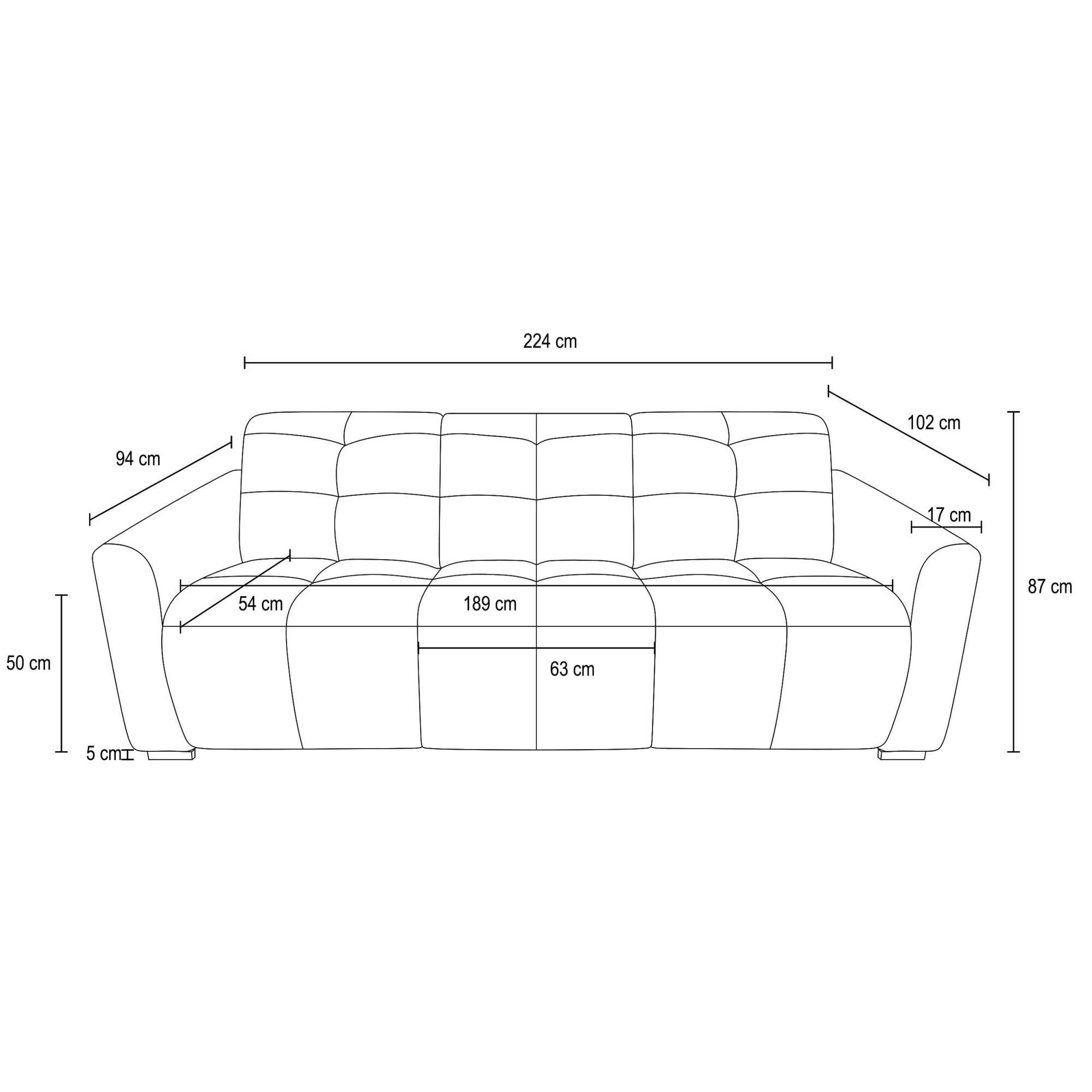 OTTO home 3-Sitzer »CAARLA Cord, Sofa, 224 cm, man. oder elektr. Relaxfunktion (USB-A/C)« mit USB-A und USB-C bei elektrischer Ausführung, Kopfteilverstellung