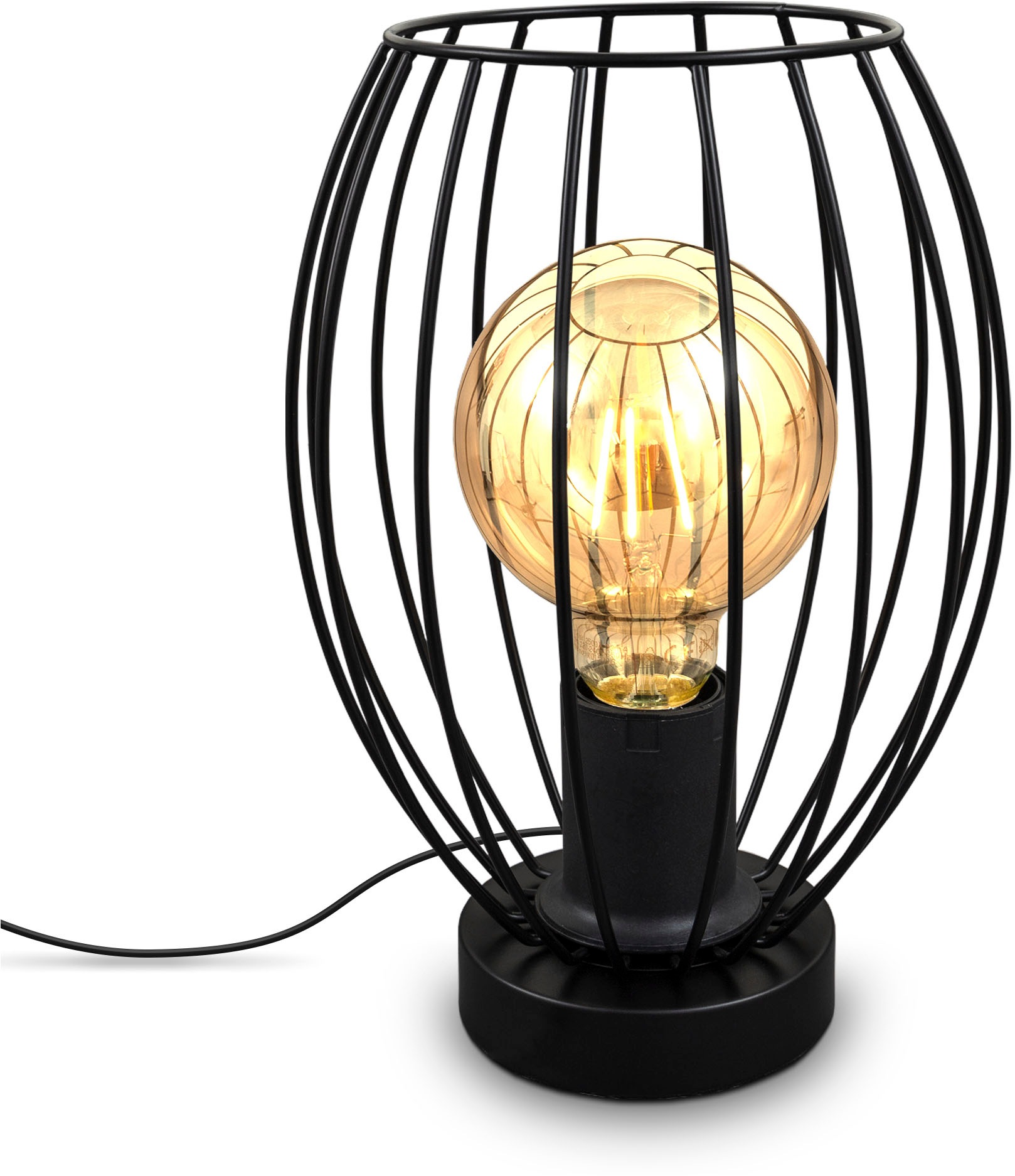 B.K.Licht Tischleuchte »Retro-Tischlampe, Metall, Schwarz«, 1 flammig, Leuc günstig online kaufen