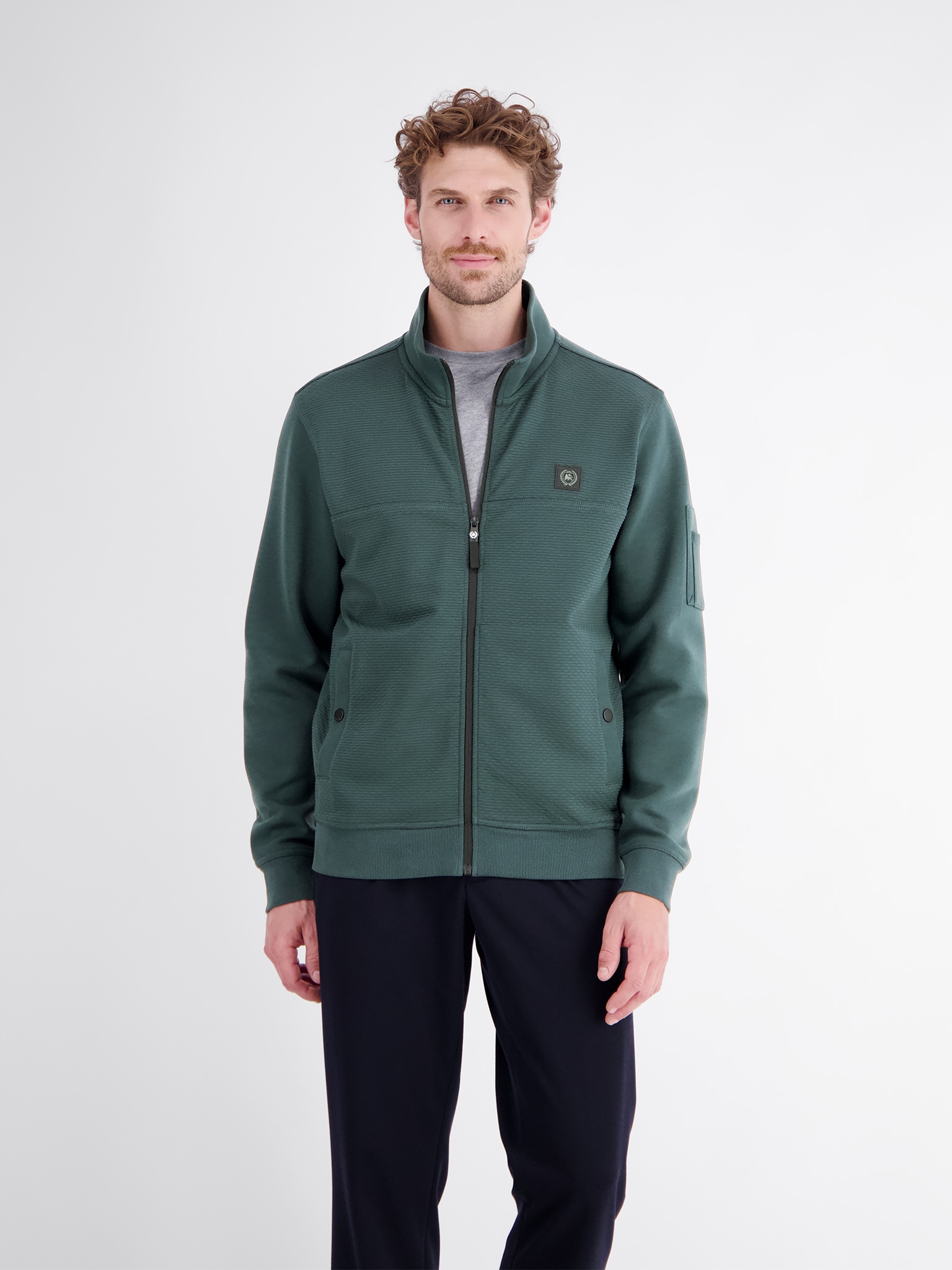 LERROS Sweatjacke mit Stehkragen und Reißverschluss