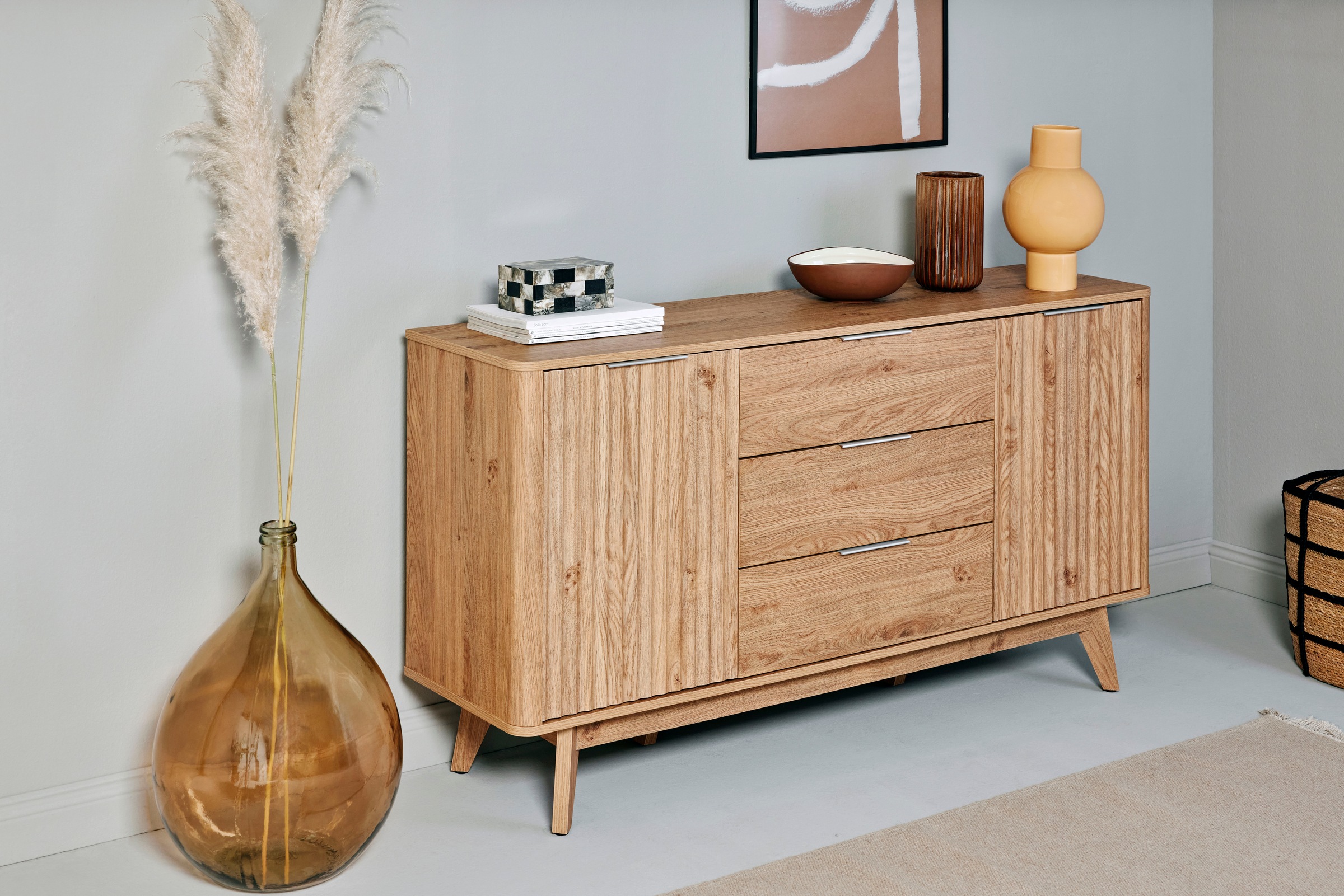 Jahnke Sideboard »WAVE SB 150«, (1 St.), Sideboard, Retro-Stil, Front in Wellendesign, Breite ca. 150 cm