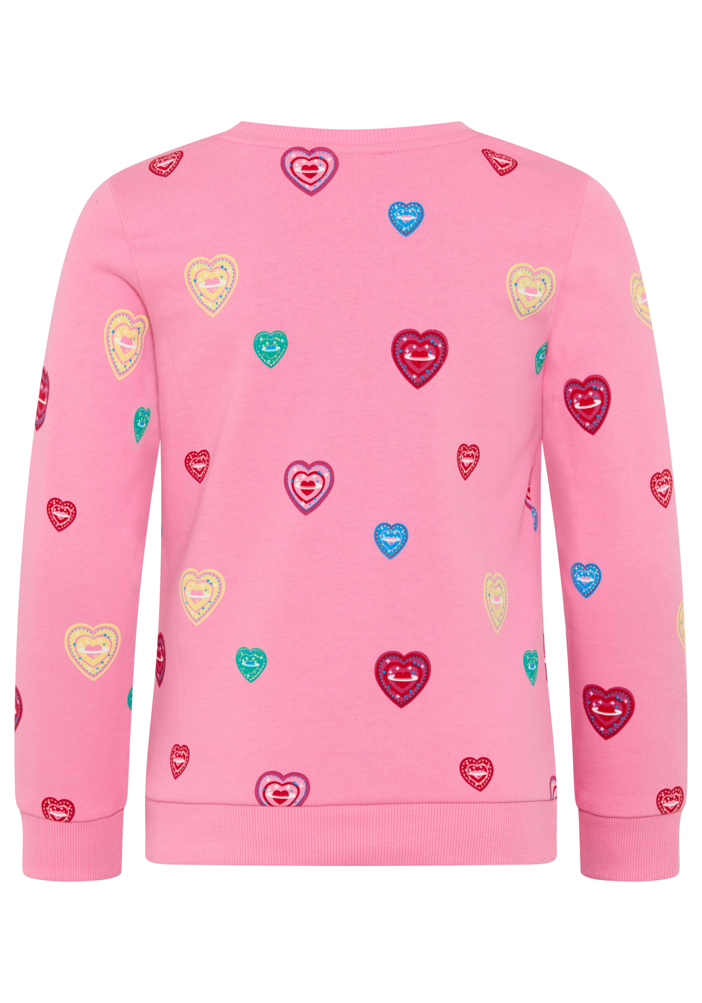 Scout Sweatshirt »Shirt in süßem Herzen-Allover - NEU von SCOUT«, mit Rundhalsausschnitt, mit langen Ärmeln, hüftlange Basic-Passform
