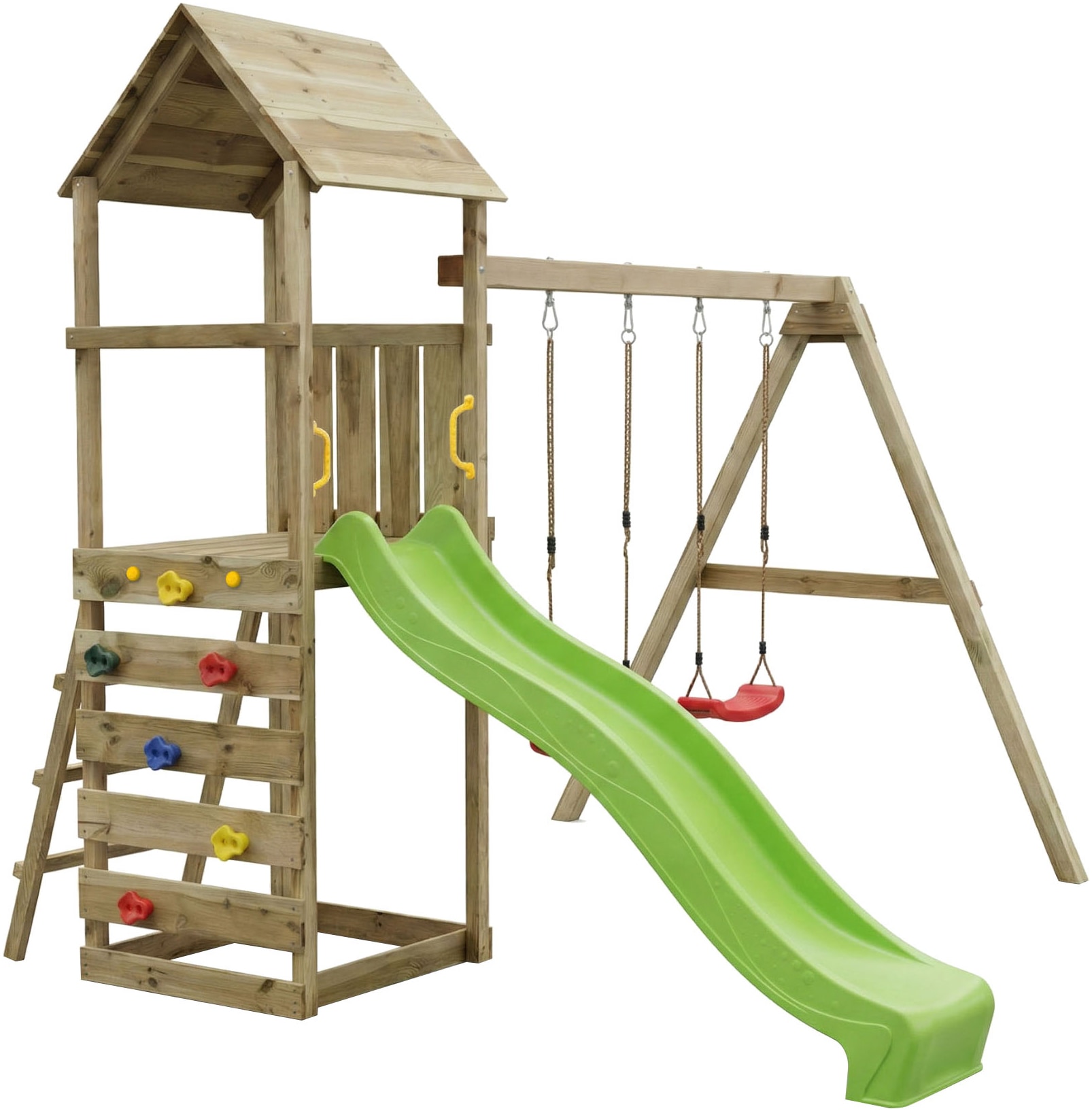 FUNGOO Spielturm »MaxPlay 2.2« mit Rutsche, Doppelschaukel und Kletterwand