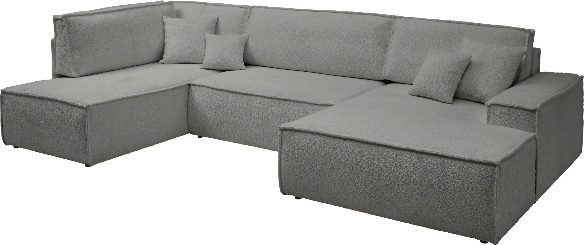 andas Wohnlandschaft »FINNLEY U-Form XXL 329 cm, Schlafsofa, Schlaffunktion m. Bettkasten«, (194/139 cm), Bouclé, Struktur und Cord