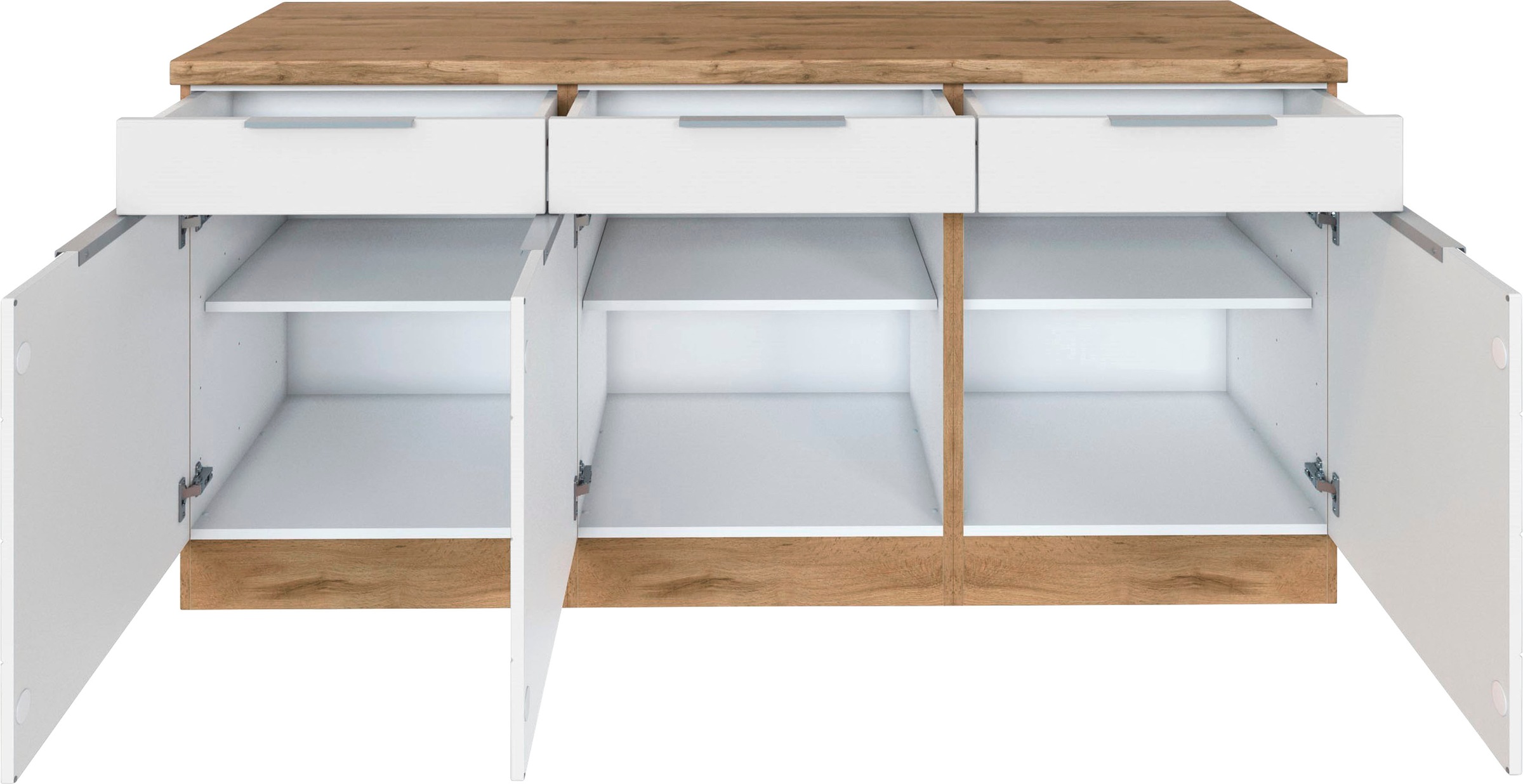 KOCHSTATION Unterschrank »KS-Luhe« 180 cm breit, für viel Stauraum, MDF-Fronten mit waagerechter Lisene