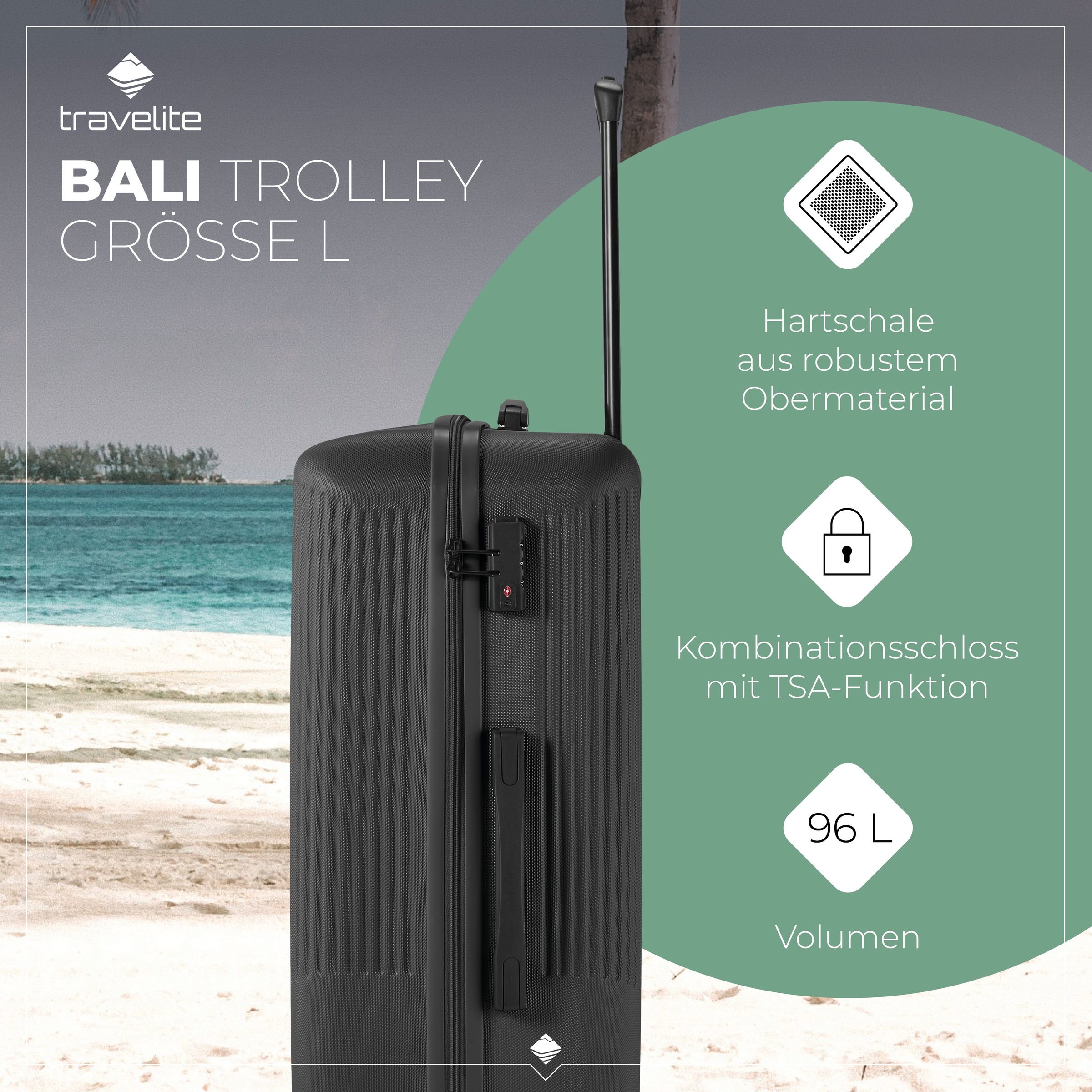 travelite Hartschalen-Trolley »BALI, in verschiedenen Größen und Farben«, 4 Rollen, Hartschallenkoffer Reisegepäck Reisekoffer TSA Schloss