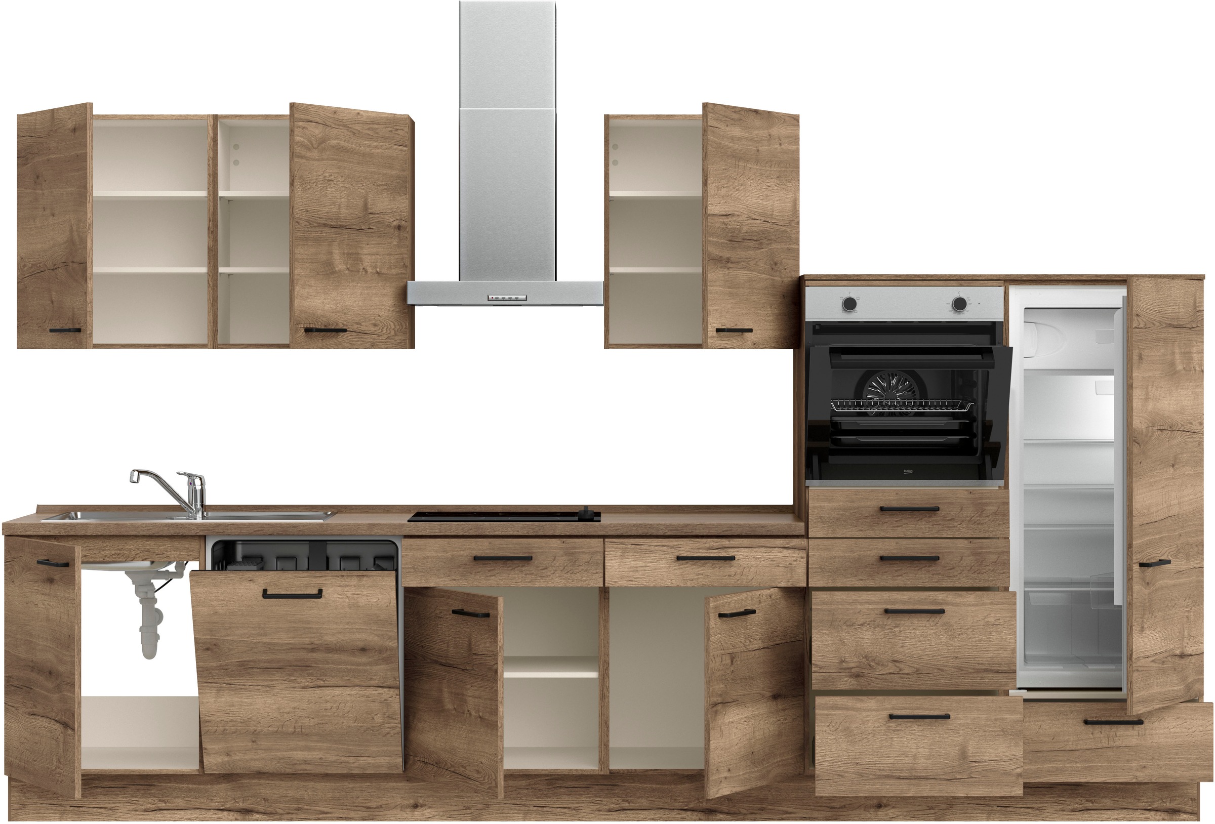 nobilia® Küchenzeile »"Structura I"«, vormontiert, Ausrichtung wählbar, Breite 360 cm, wahlw. mit E-Geräten