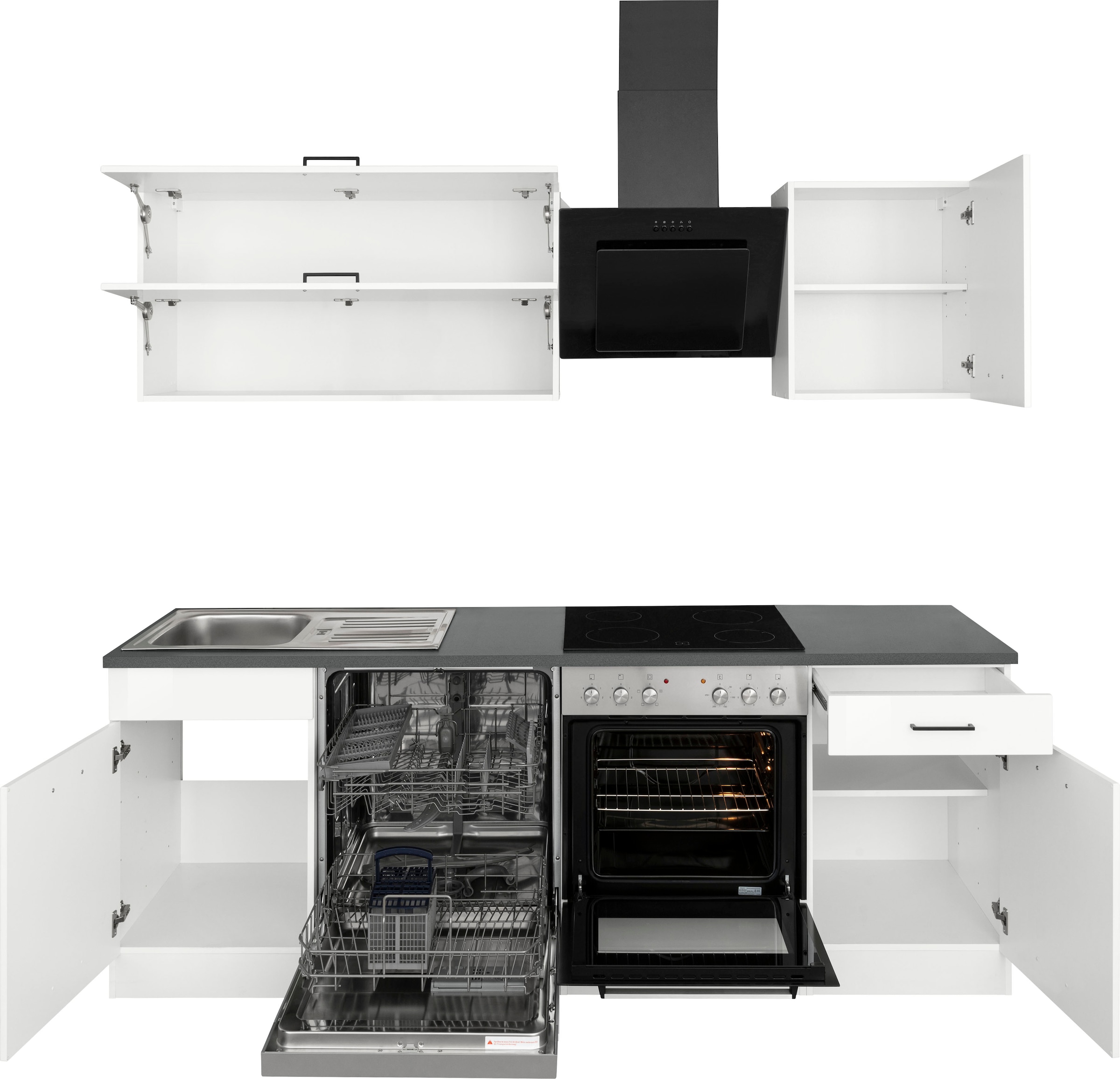 KOCHSTATION Küchenzeile »KS-Trier«, mit E-Geräten, Breite 220 cm