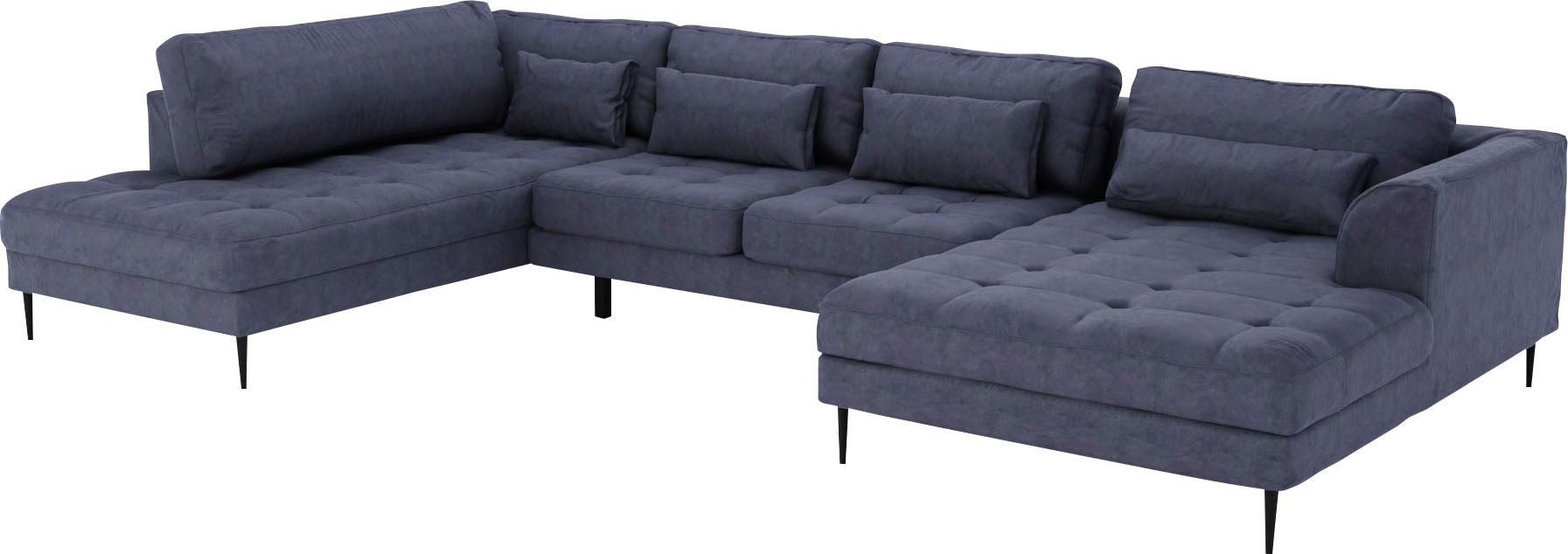TRENDMANUFAKTUR Wohnlandschaft »Luzi, gemütliches Sofa, extra viel Platz, viele Kissen, OTTOs Choice« Designsofa mit tollem Sitzkomfort, Metallfüße schwarz, Breite 361 cm