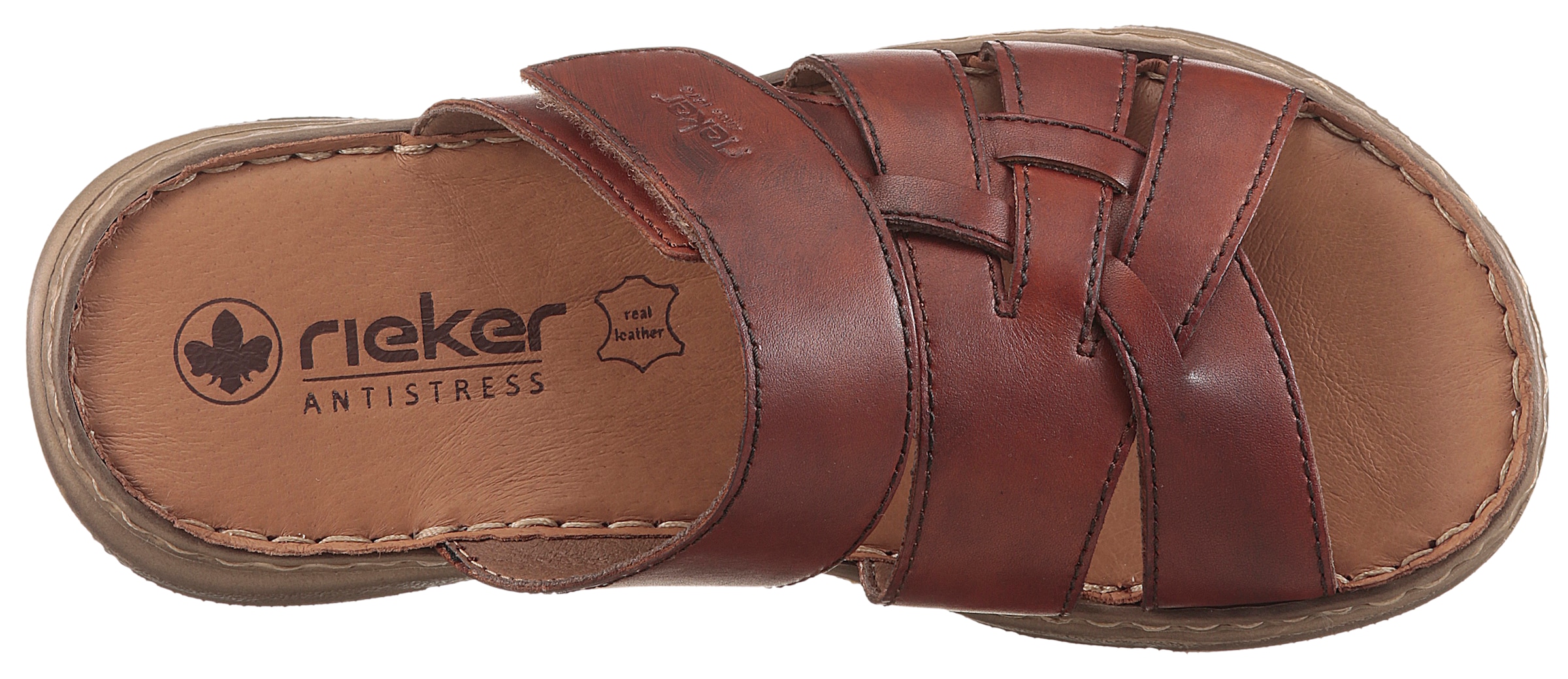 Rieker Pantolette, Strandschuh, Sommerschuh, Hausschuh mit Klettriemchen