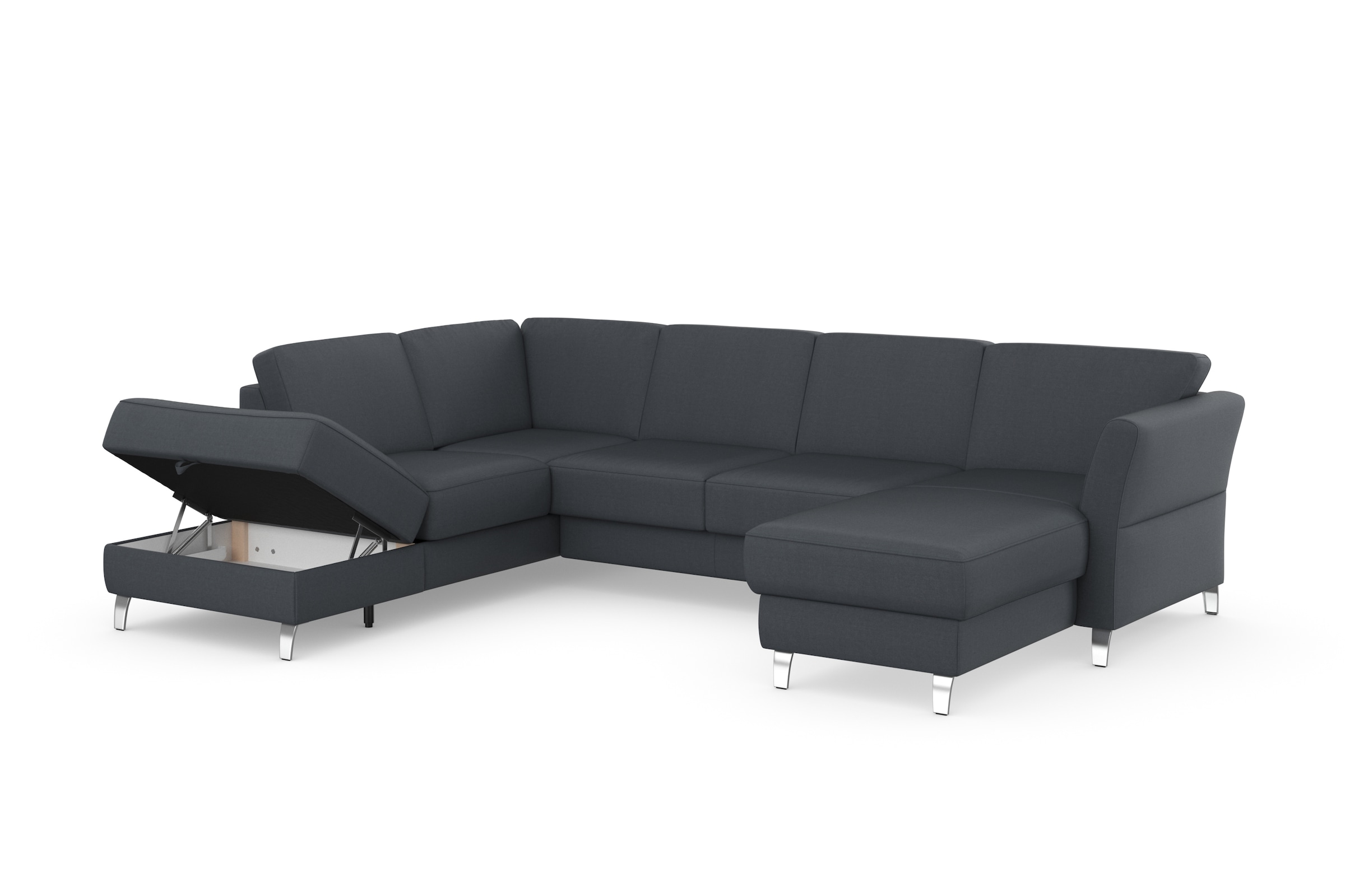 sit&more Wohnlandschaft »Visby U-Form«, Wahlweise mit Bettfunktion und Stauraum, frei im Raum stellbar