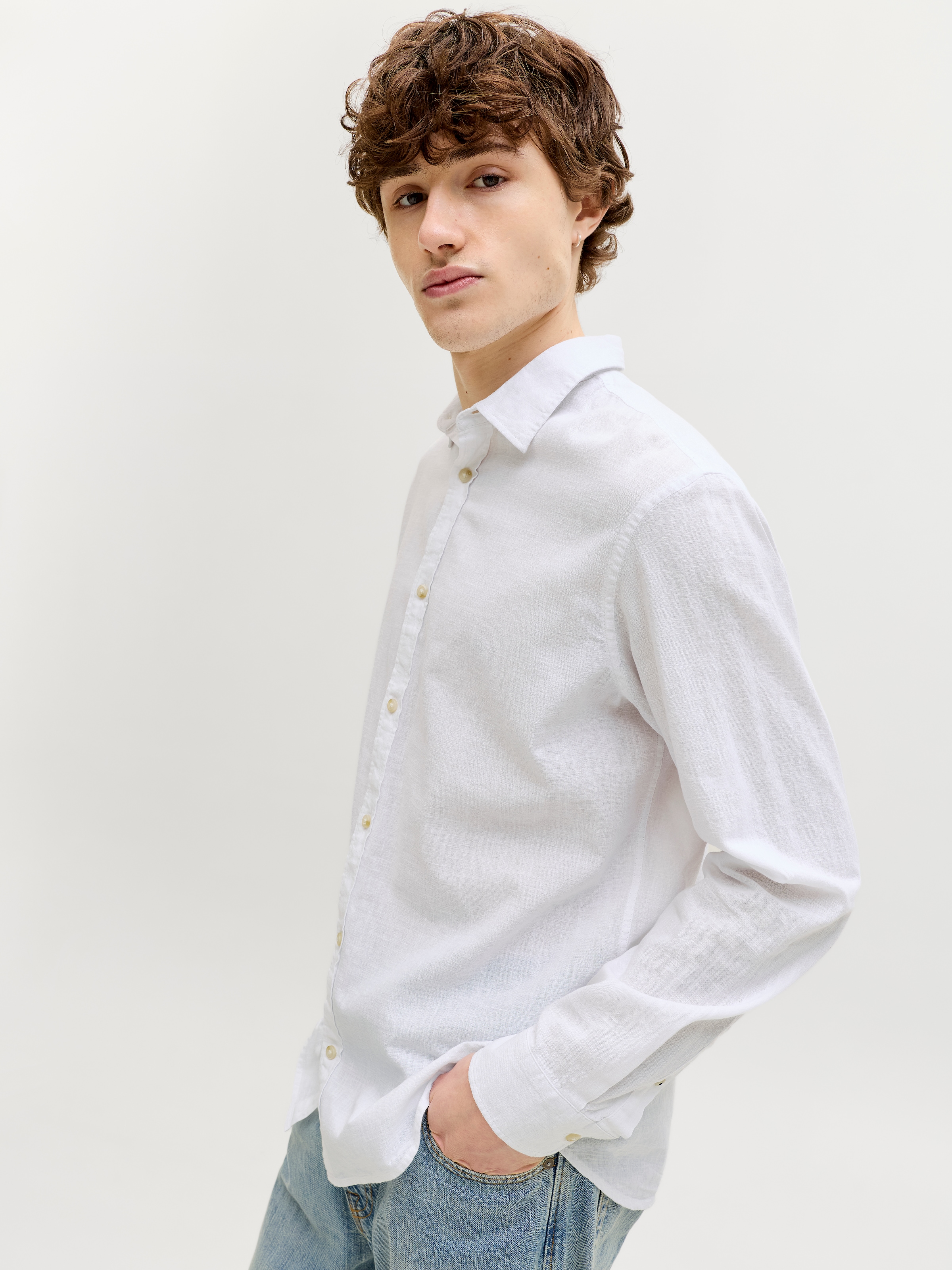 Jack & Jones Langarmhemd »JJESUMMER LINEN BLEND SHIRT L/S SN 2PKMP« Packung, 2