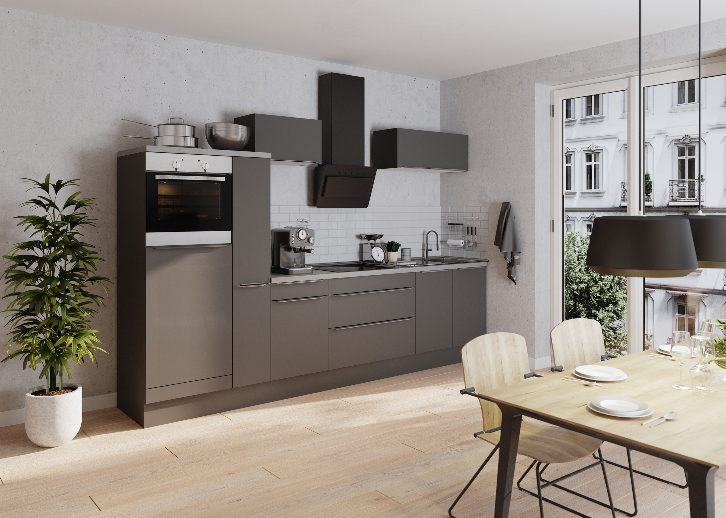 KOCHSTATION Küchenzeile »KS-Aken« Breite 330 cm, wahlweise mit E-Geräten, m günstig online kaufen