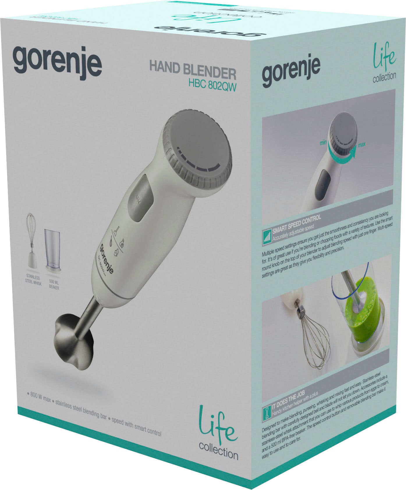 GORENJE Stabmixer »HBC 802 QW«, 800 W, 800 Watt Leistung