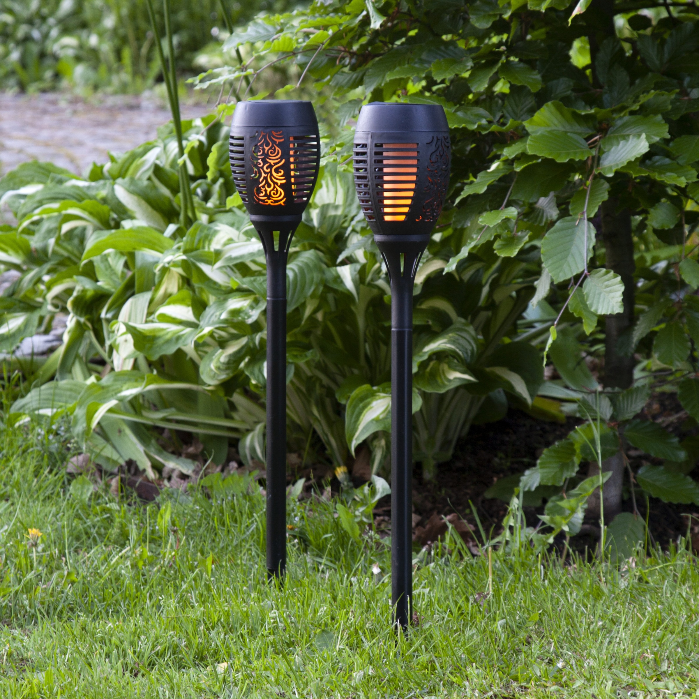 Parforce Traditional Hunting LED Solarleuchte »Solar-Fackel« LED-Board 2 Stk. Extra-Warmweiß 2er-Set, Flammen-Effekt, je 36 Lichtpunkte, Dämmerungssensor