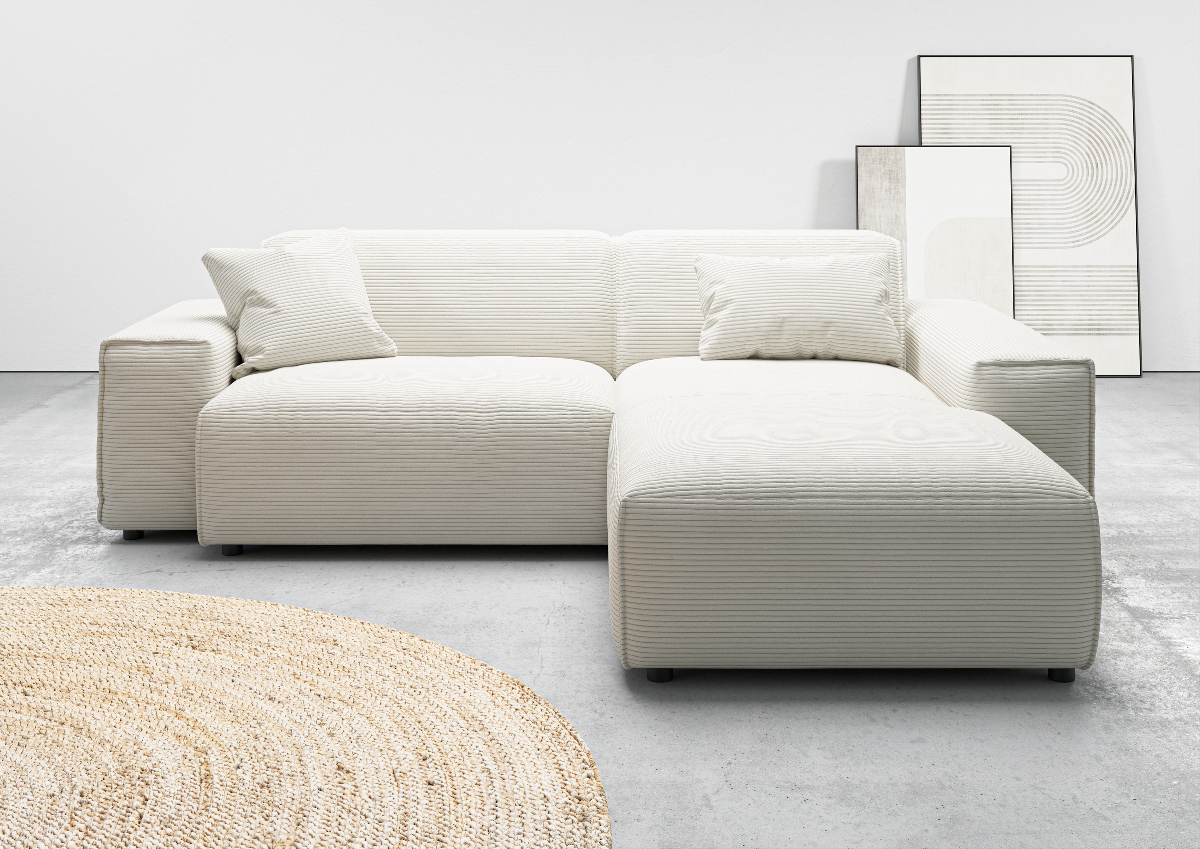 andas Ecksofa »Glimminge L-Form auch in Breitcord, Feincord + Easy care-Bezug,«, Breite 234, Zierkissen
