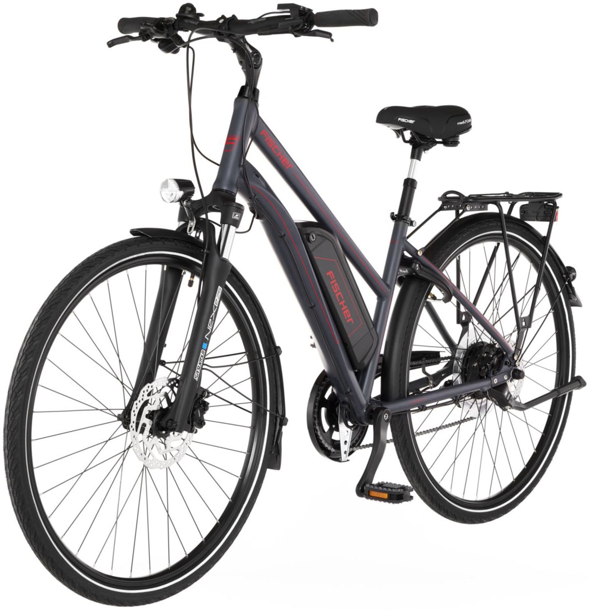 FISCHER Fahrrad E-Bike »VIATOR 1.0 Trapez 44«, 8 Gang, Shimano, Acera, Heckmotor 250 W, (mit integr. Rahmenschloss), Pedelec, Elektrofahrrad für Damen u. Herren