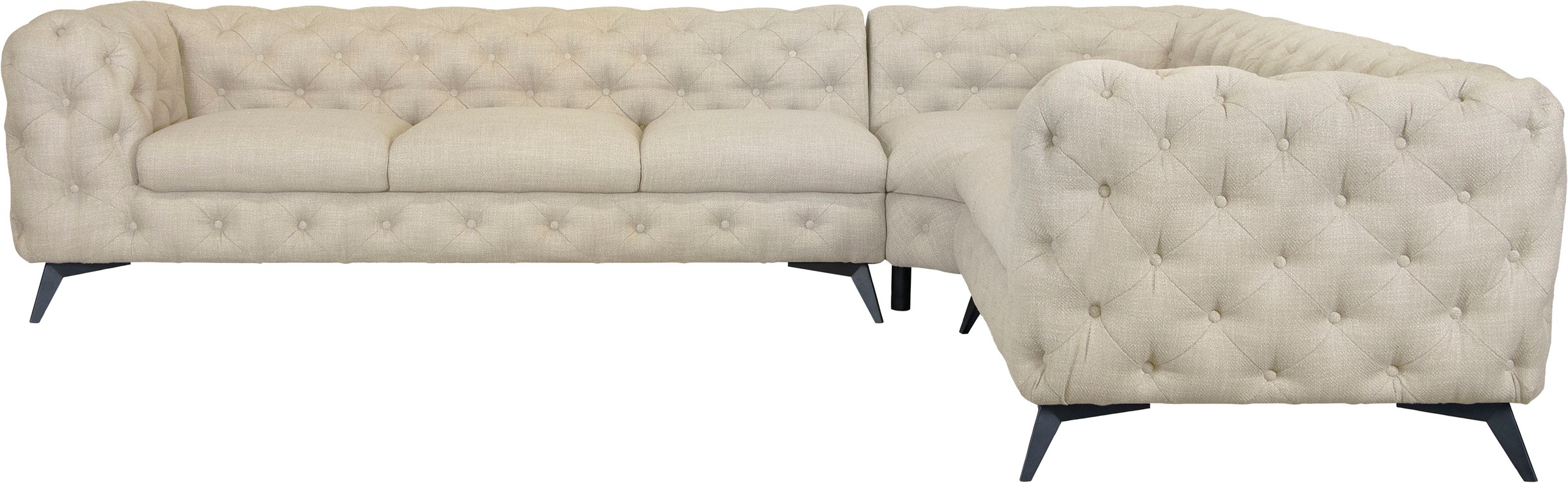 Leonique Chesterfield-Sofa »Ecksofa GLYNIS L-Form mit Wellenunterfederung, günstig online kaufen
