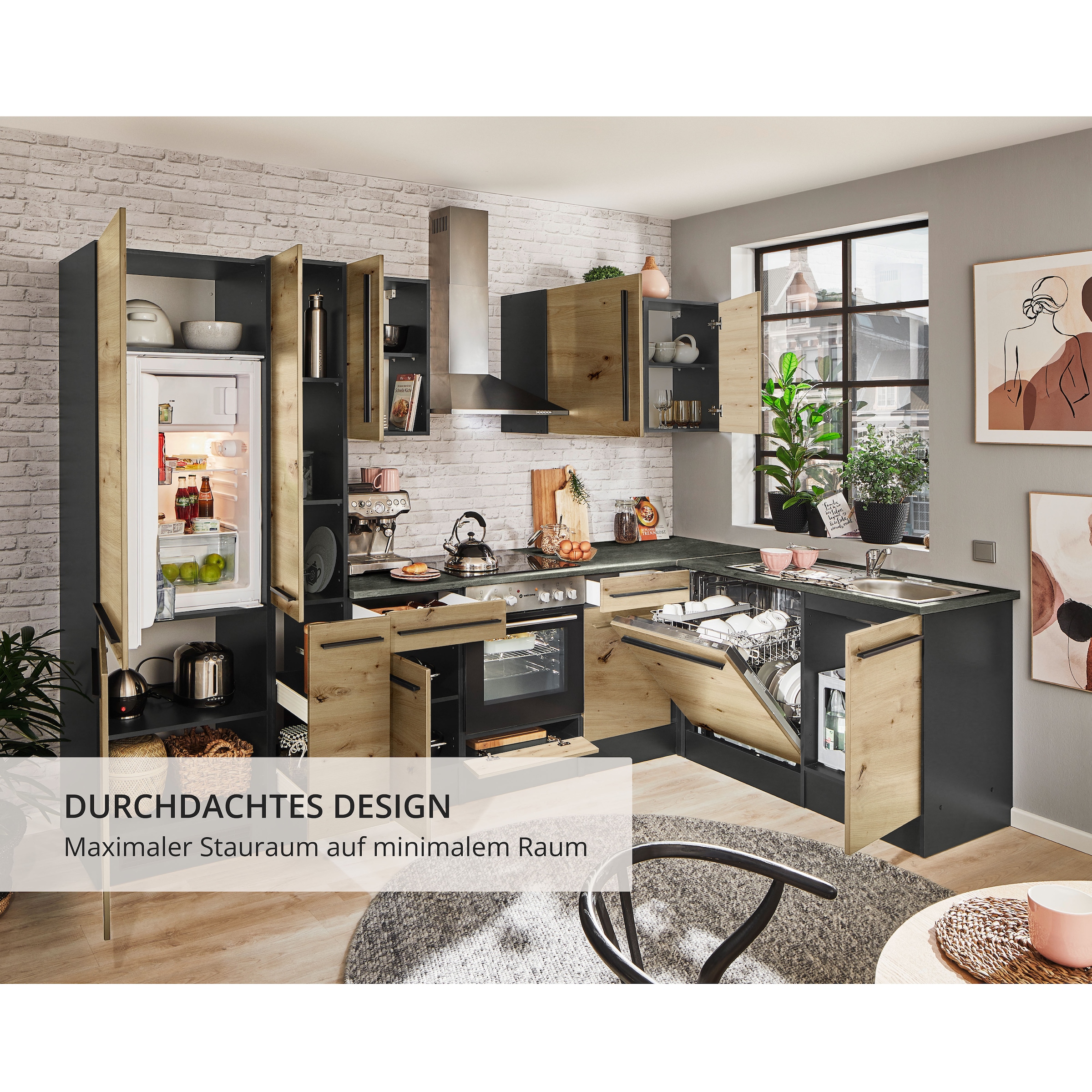 BASIC by Balculina Winkelküche »Jazz« Stellbreite 310x175 cm, wahlweise mit E-Geräten